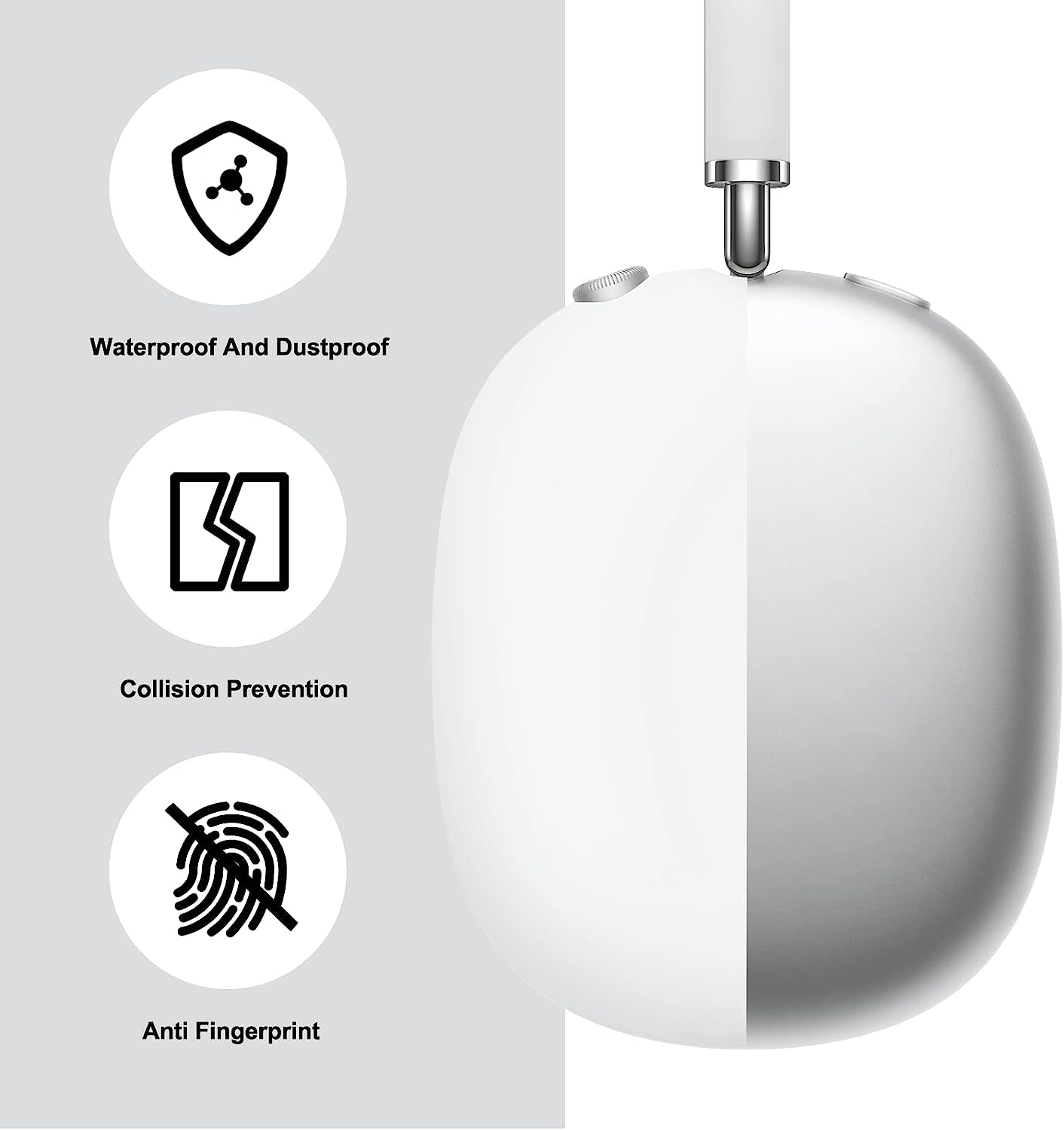 Woyinger Silicone Case for Airpods Max Headphones, Scratch-Resistant Earcup Caps and Headband Cover, Airpods Max Accessory Skin Case,White  Woyinger   