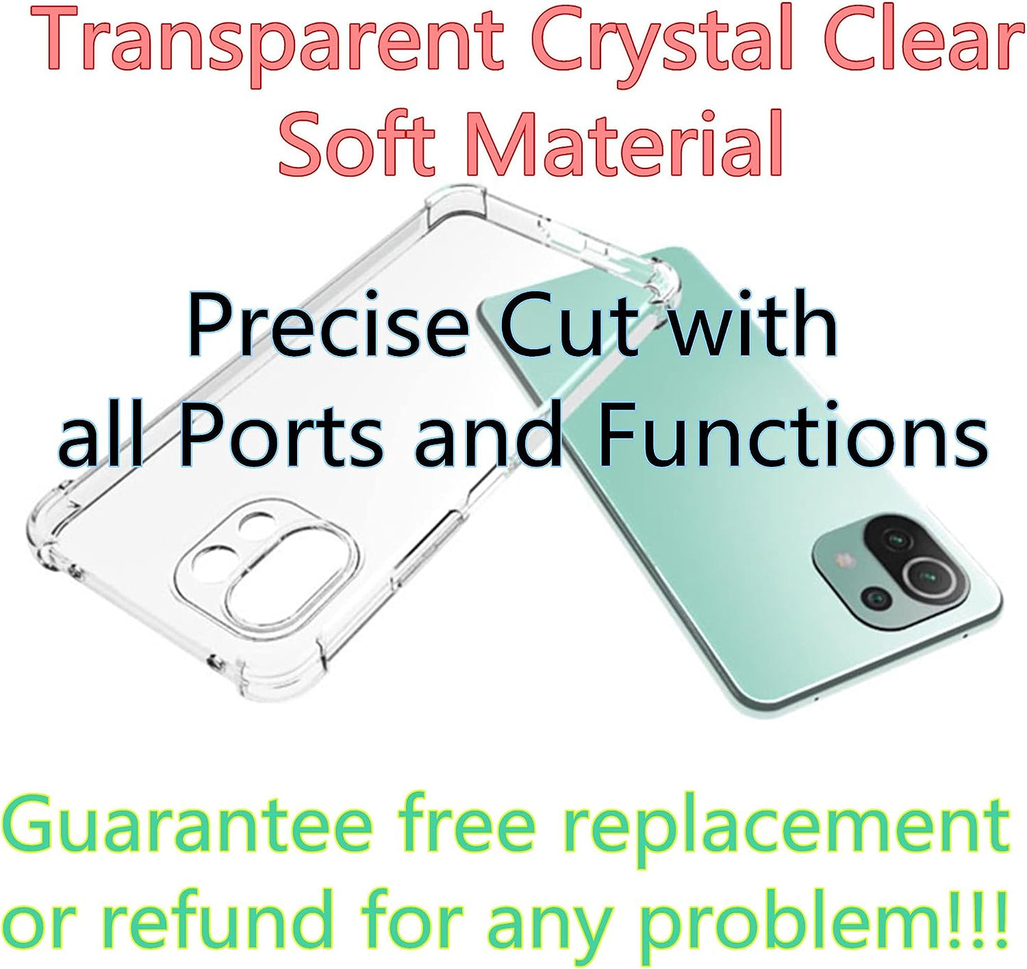 HUANGTAOLI Case Compatible with Xiaomi 11 Lite 5G NE, Slim Soft TPU Shockproof Transparent Crystal Clear Phone Case Cover with Corner Bumper  HUANGTAOLI   