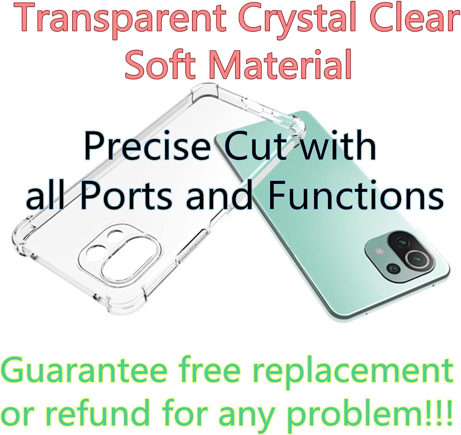 HUANGTAOLI Case Compatible with Xiaomi 11 Lite 5G NE, Slim Soft TPU Shockproof Transparent Crystal Clear Phone Case Cover with Corner Bumper  HUANGTAOLI   