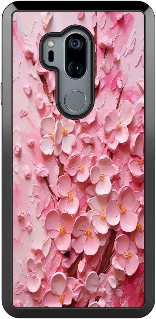 DAFEI Phone Case Compatible with LG G7 Thinq Sakura Designer Art073 Black Frame Shockproof and Slim Rubber TPU Material with Uniqe Design  MINGSHUOSY   