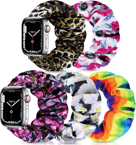 Scrunchie Watch Bands for Women Compatible with Apple Watch 38Mm 40Mm 41Mm 42Mm 44Mm 45Mm, Elastic Scrunchy Replacement Band Soft Stretchy Band for Iwatch Series 7/6/5/4/3/2/1/SE  DKGKOO   