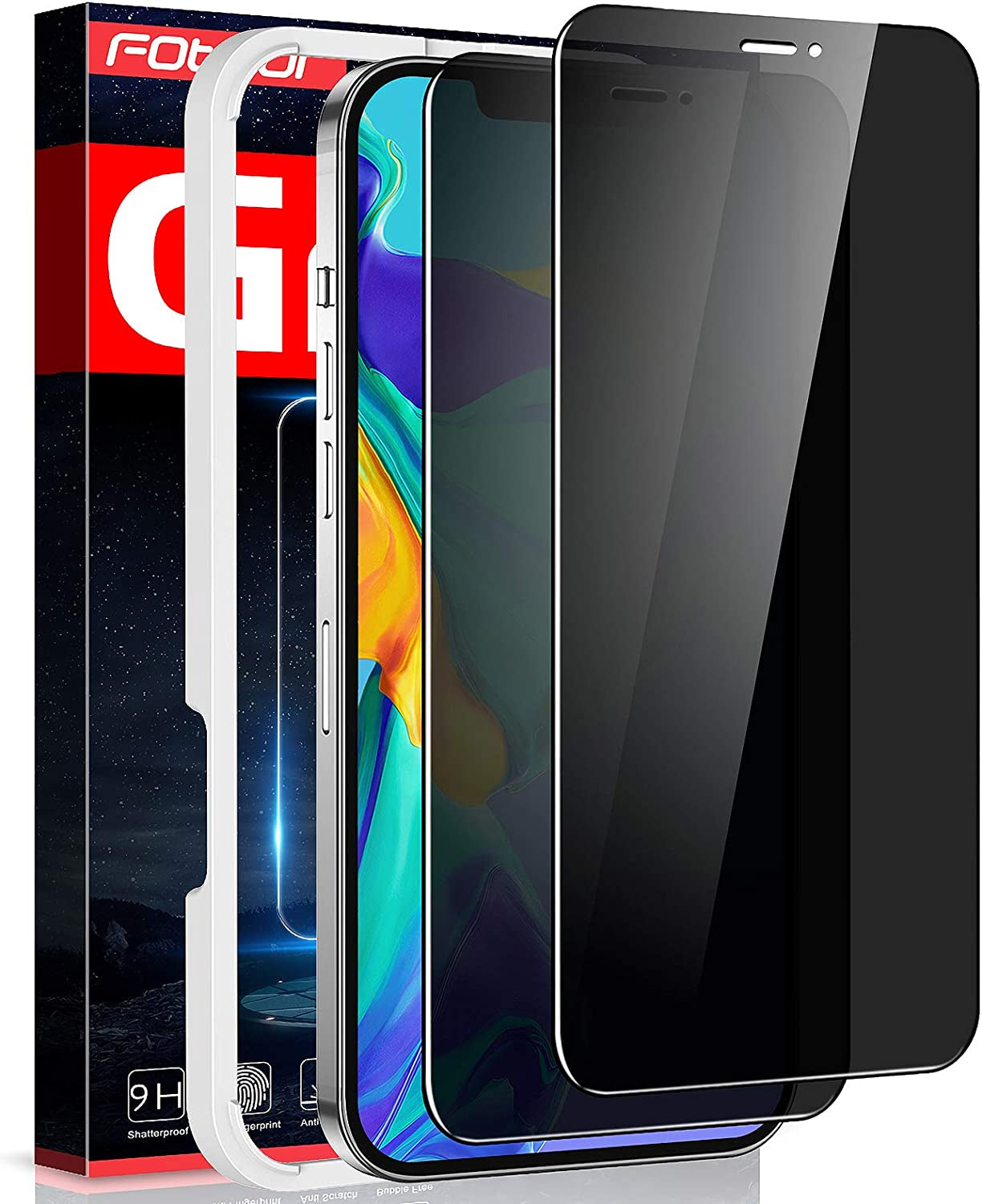 Fotbor [3+3 Pack] Iphone 13 Pro Max Privacy Screen Protector with Camera Lens Protector, anti Spy Private Full Coverage Bubble Free 9H Hardness Tempered Glass Film 6.7 Inch with Easy Installation Kit (Black)  Fotbor Black iPhone 12 /12 Pro - 6.1 inch 