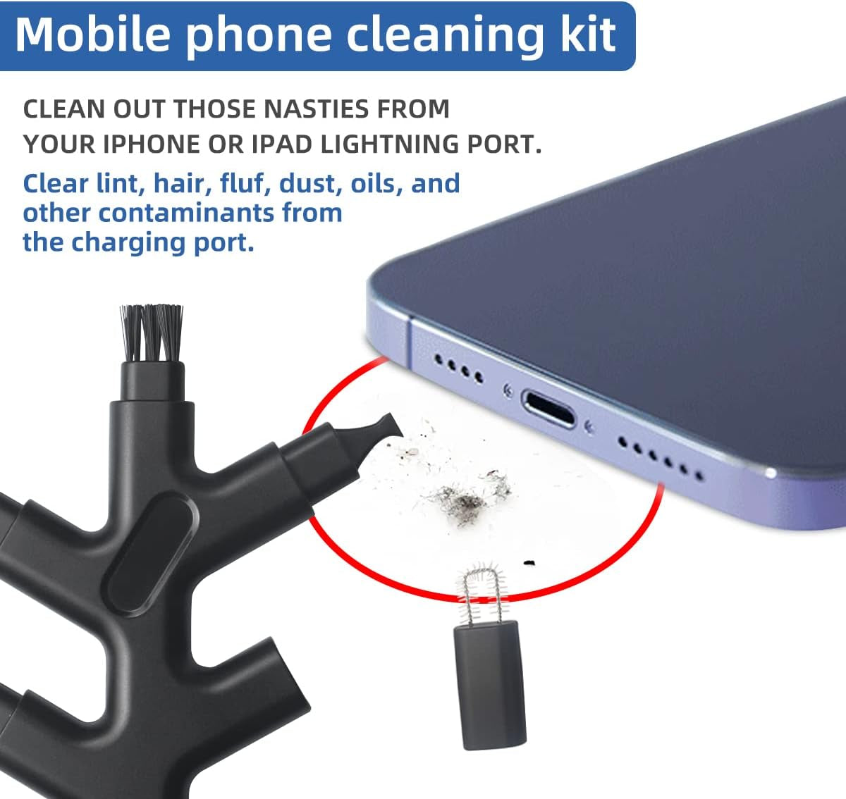 BAIRUTONG Iphone Cleaning Kit,Iphone Charging Port Cleaning Tool,Restore Tool for Ipad Pro Watch Cell Phone Charging Port  BAIRUTONG   