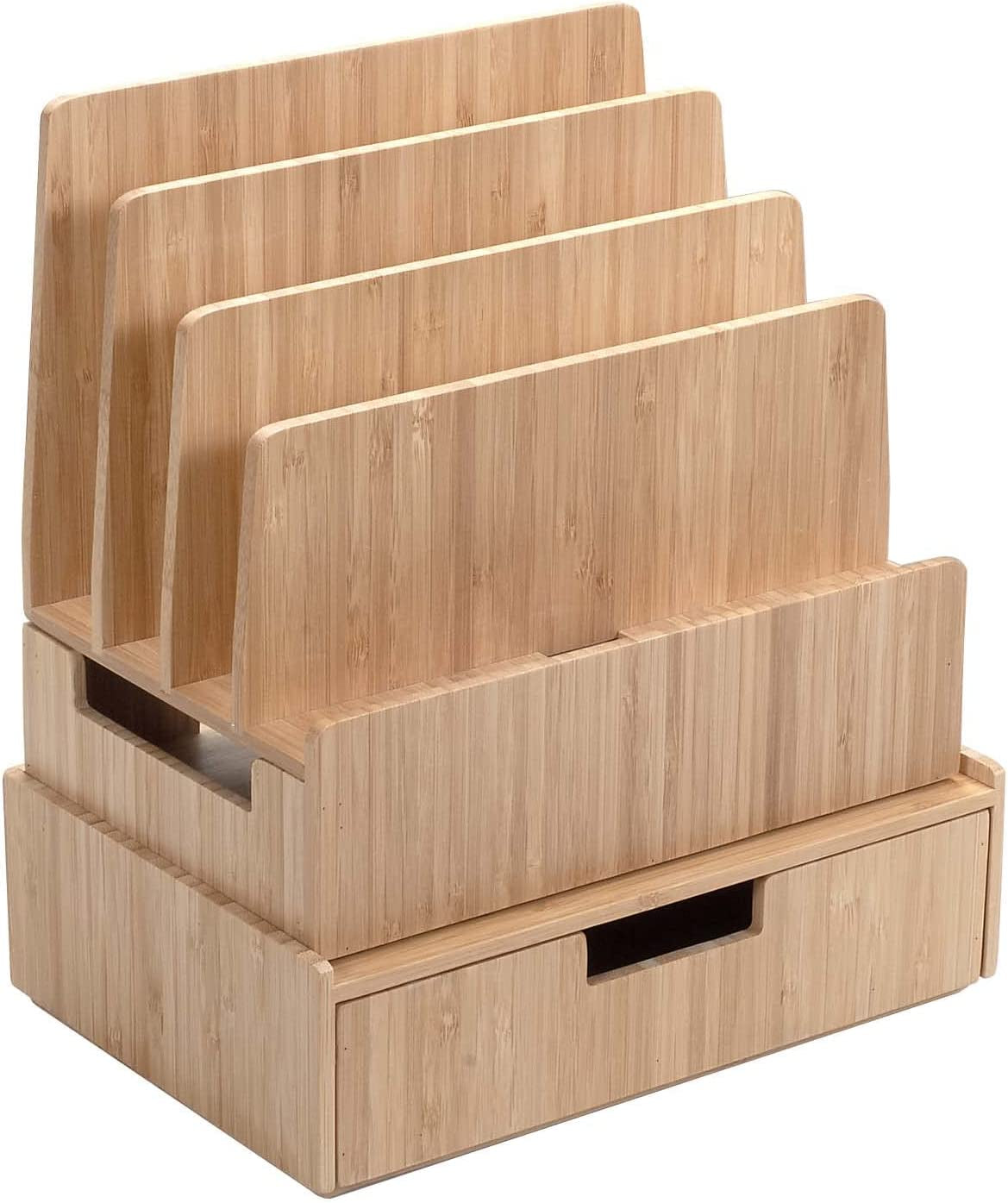 Mobilevision Wood Multi Device Organizer Stand and Charging Station for Smartphones, Tablets, and Laptops Includes 5-USB Hub Charger Combo  MobileVision Slim Stand + Drawer Combo  