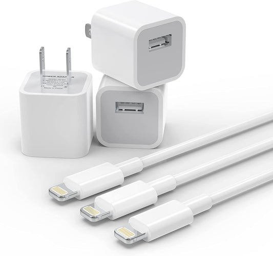 Plmuzsz (Apple Mfi Certified) Iphone Charger Cable, 3Pack Data Sync Charging Cords with 3Pack USB Wall Charger Travel Plug Adapter Compatible Iphone 12 Pro/11 Pro/Xs/Xr/X/8/8Plus and More  ZUQIETA   