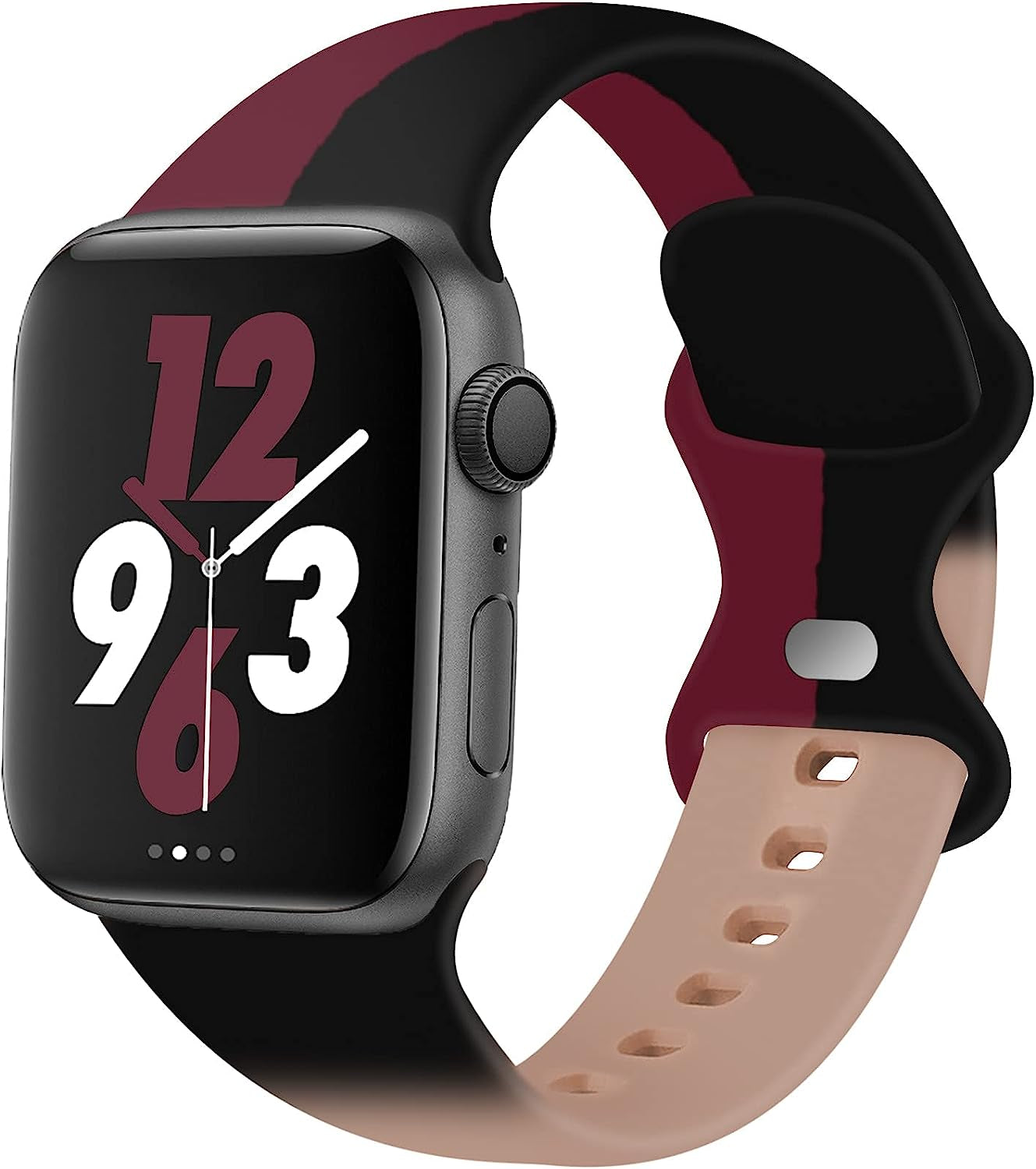 Acrbiutu Bands Compatible with Apple Watch 38Mm 40Mm 41Mm 42Mm 44Mm 45Mm 49Mm, Replacement Soft Silicone Sport Accessory Strap Wristbands for Iwatch Series Ultra 8/7/6/5/4/3/2/1 SE Women Men  Acrbiutu C,Mixed Black Wine Red Milk Tea 38/40/41mm M/L 