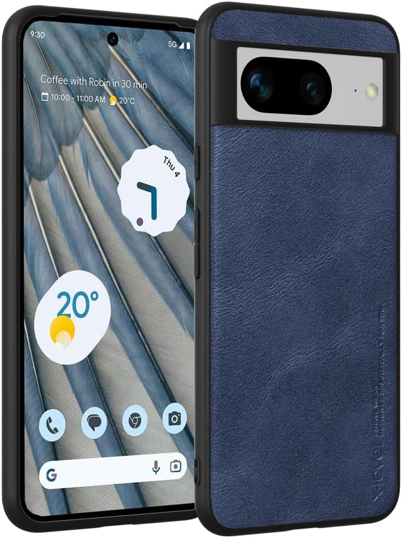 X-Level Google Pixel 8 Case, Thin Slim Premium PU Leather Soft TPU Bumper Shockproof Protective Phone Cover for Google Pixel 8 2023 (Green)  pipilu Blue  