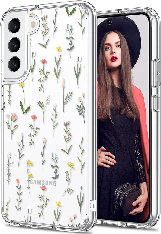 ICEDIO for Samsung Galaxy S22 Case,Slim Fit Crystal Clear Cover with Fashionable Designs for Girls Women,Durable Rugged Protective Phone Case for Samsung Galaxy S22 6.1" Cute Flower Garden  ICEDIO   