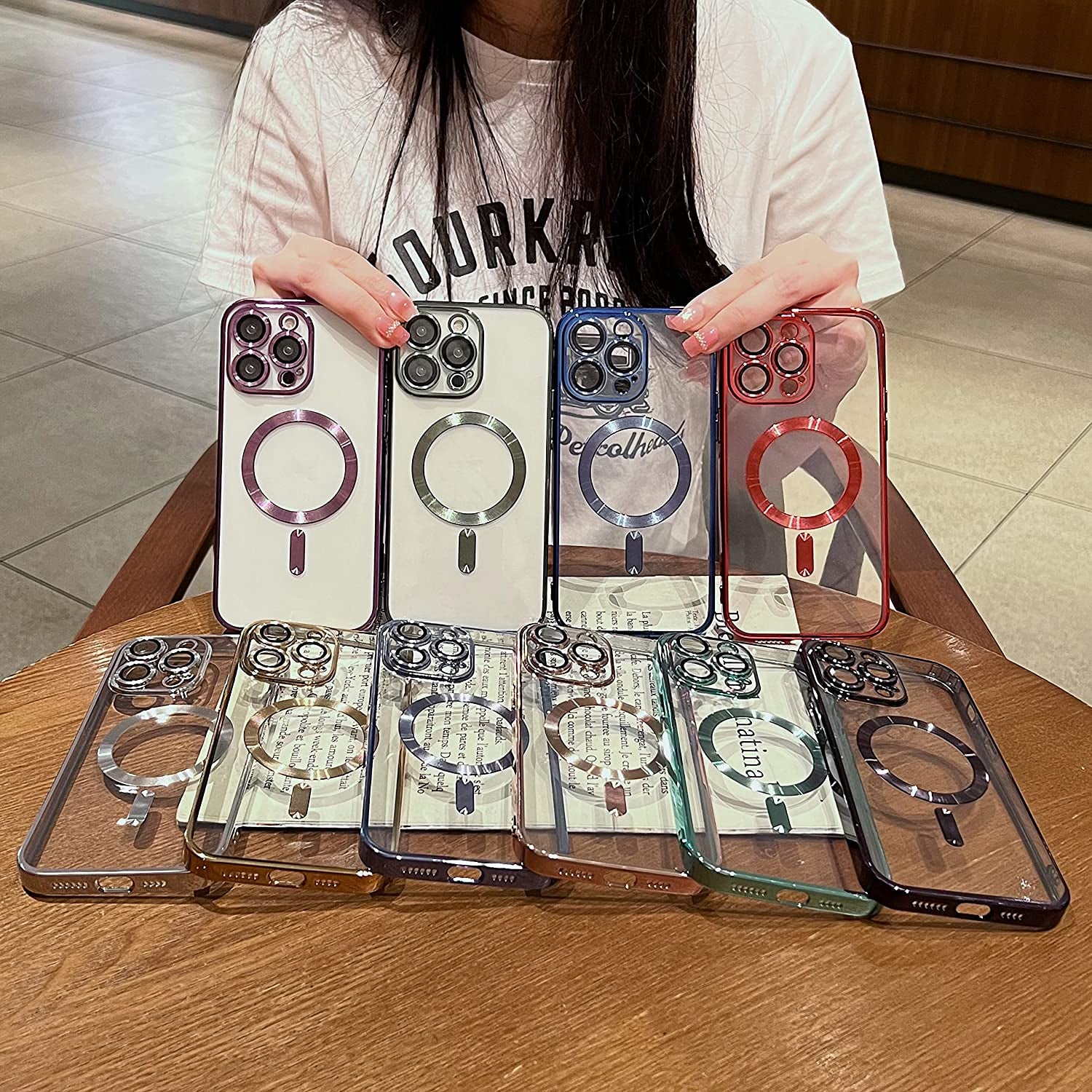 Misscase Iphone 14 Pro Magsafe Case with Camera Lens Protector, Full Protection Clear Magnetic Anti-Scratch Cover - Gold  Misscase   