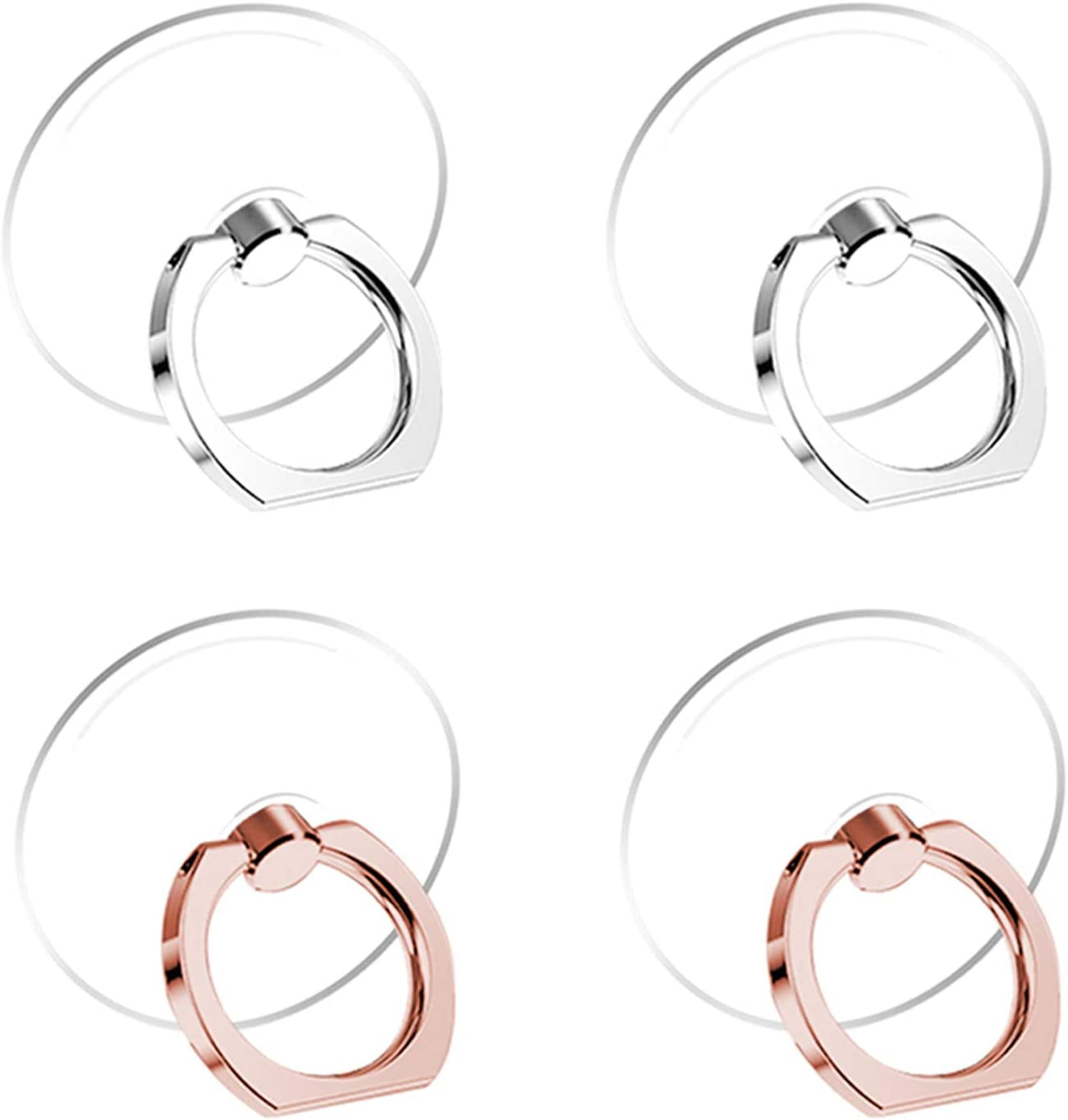 Jsoerpay Cell Phone Ring Holder, Transparent Ring Holder 360°Rotation Finger Ring Stand, Clear Cell Phone Kickstand Compatible with Most of Phones, Tablet and Case, (2Silver+1Black+1Rose Gold)  Silitraw 2Silver+2Rose Gold  