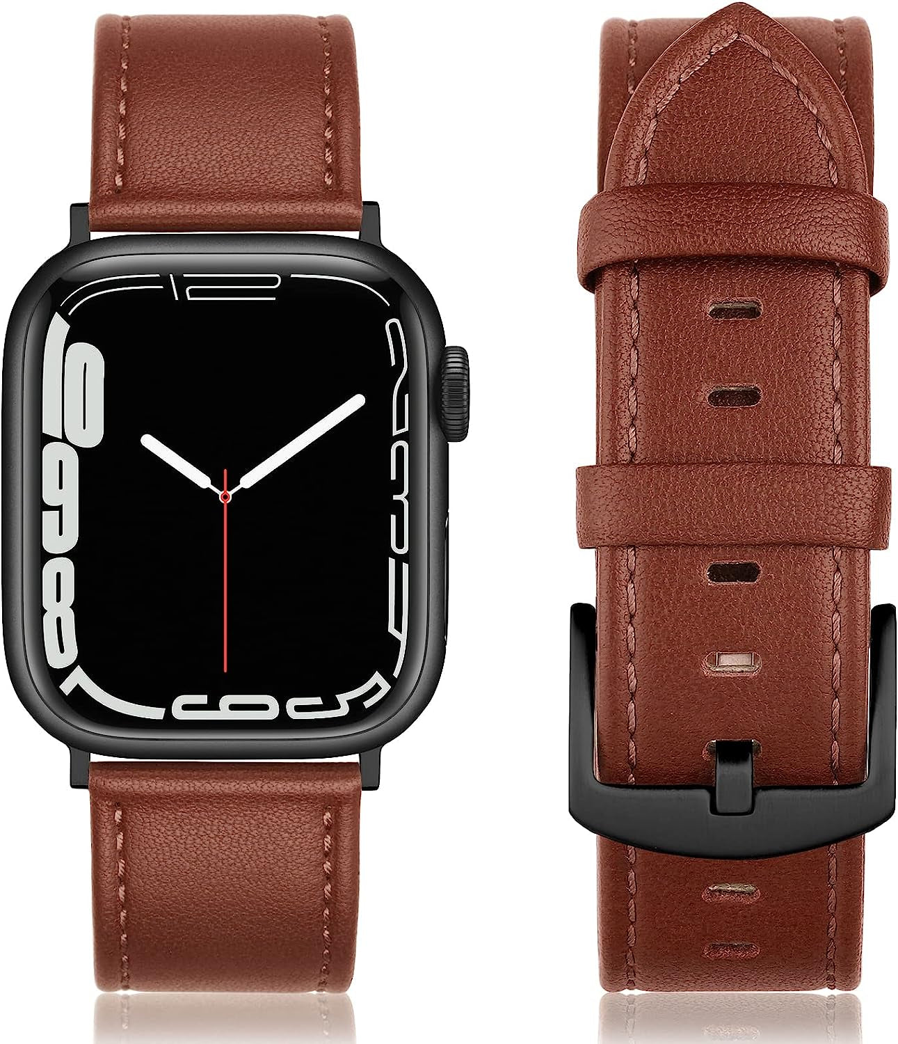 SWEES Leather Band Compatible with Apple Watch Bands 45Mm 42Mm 44Mm Men Women, Vintage Genuine Leather Wristband Replacement Band Compatible for Iwatch Series 8 7 6 5 4 3 2 1 SE Retro Walnut  SWEES Umber 42mm / 44mm / 45mm 