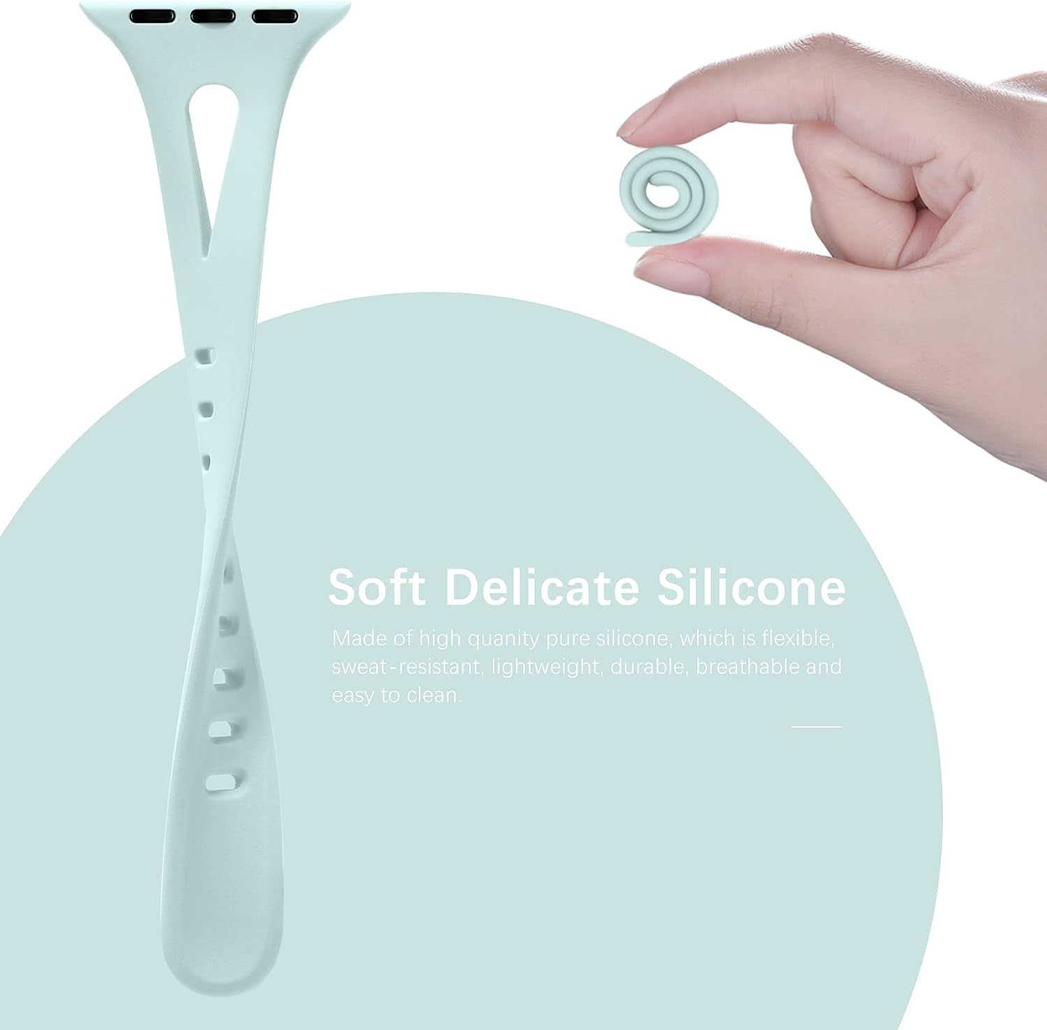 Getino Compatible with Apple Watch Band 40Mm 38Mm 41Mm Iwatch Series 8 7 6 5 4 3 2 1 SE for Women Men, Stylish Durable Silicone Slim Sport Watch Bands, 4 Pack, Cyan/Lake Blue/Starlight/Grayish Purple  Getino   