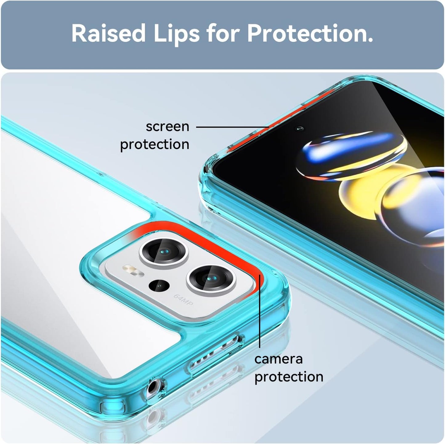 DFTCVBN Phone Case for Redmi Note 11T Pro+/Redmi Note 11T Pro Plus/Redmi K50I/X4 GT Case with Screen Protector, Soft Bumper with Clear Crystal PC Hard Back Cover Cases for Xiaomi Poco X4 GT Clear Blue  DFTCVBN   