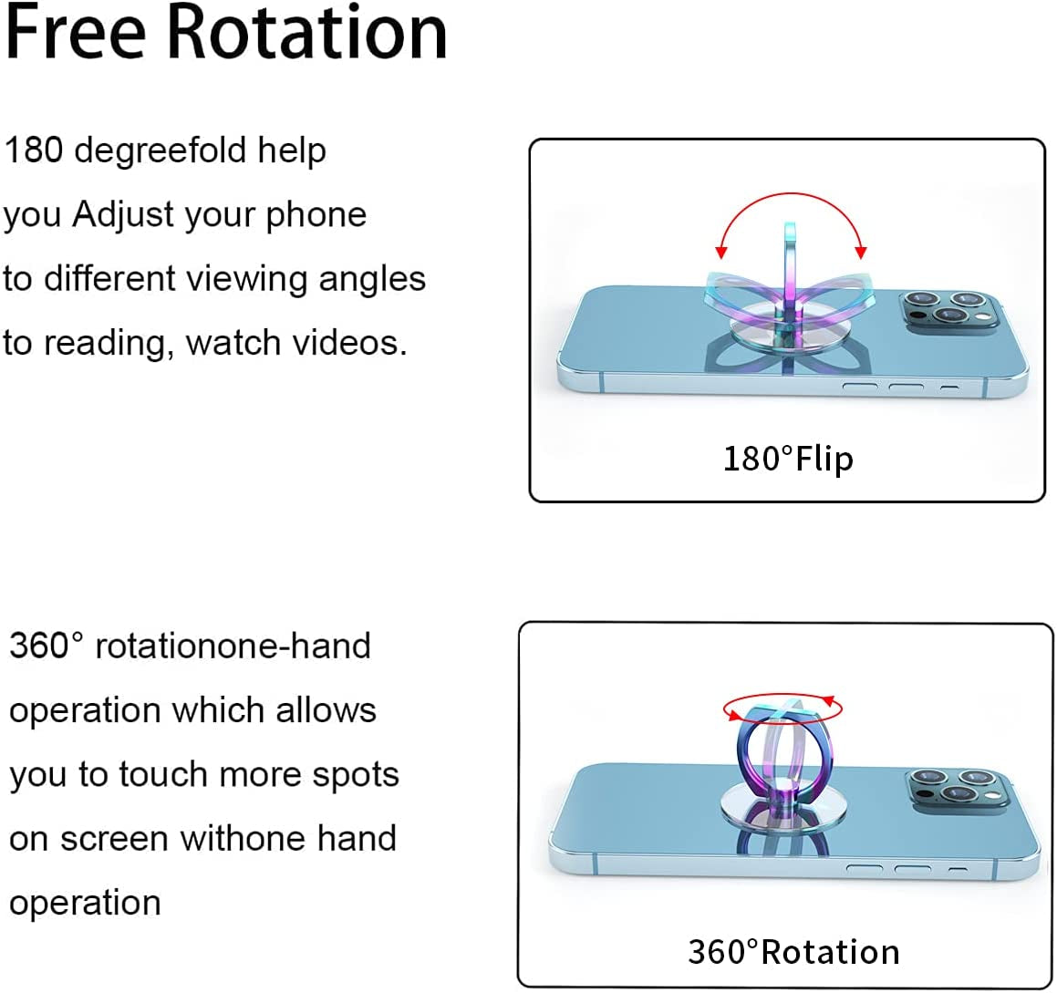 Vesmatity Colorful Cell Phone Ring Holder Stand 4 Pack Transparent Phone Ring Holder Clear Universal 360° Degree Rotation Finger Grip Ring Kickstand Compatible Various Mobile Phones or Phone Case  VESMATITY   