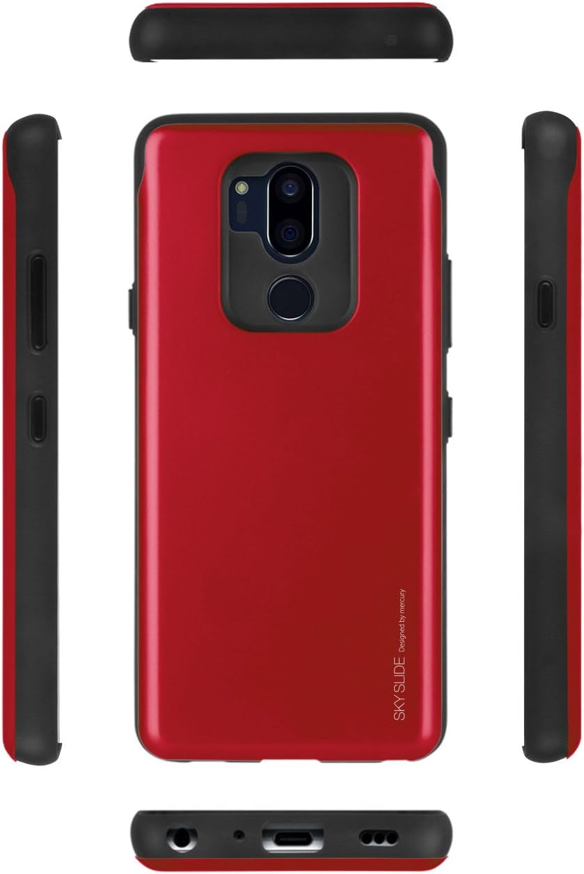 Mercury [Sliding Card Holder] Protective Dual Layer Bumper [TPU+PC] Cover with Card Slot Wallet for LG G7 Thinq (Red) LGG7-SKY-RED  Mercury   