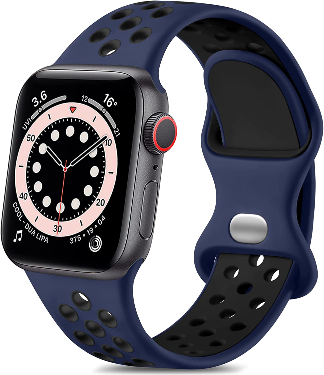 Lerobo Sport Band Compatible with Apple Watch Band 38Mm 40Mm 41Mm 45Mm 44Mm 42Mm for Women Men,Soft Silicone Sport Breathable Wristband Replacement Strap Compatible for Iwatch SE Series 7 6 5 4 3 2 1  PJStore-US Midnightblue/Black 38mm/40mm/41mm S/M 