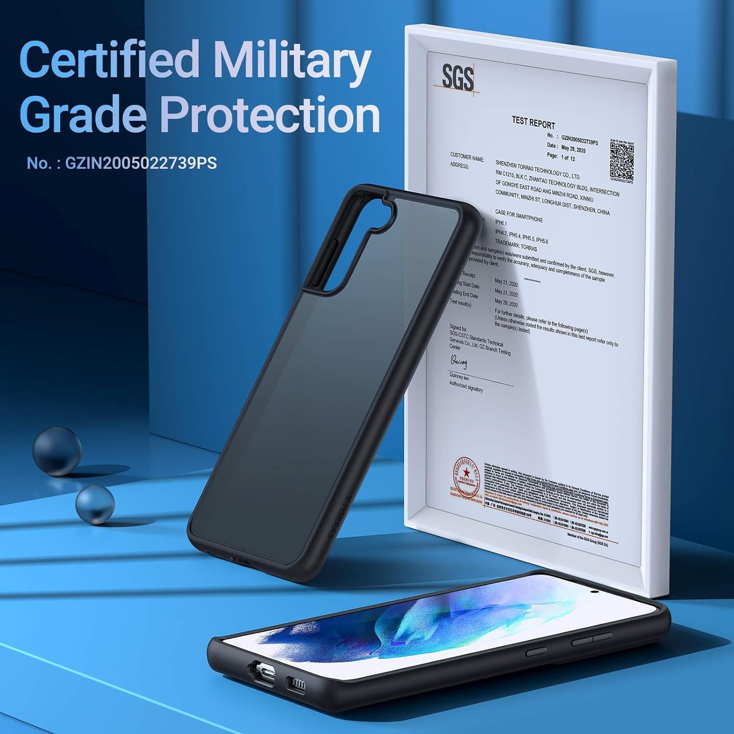 TORRAS Shockproof Galaxy S21 Case (Only), [Military Grade Drop Tested] Translucent Matte Hard Back with Soft Edge Slim Protective Compatible for Samsung Galaxy S21 Case, Black  TORRAS   