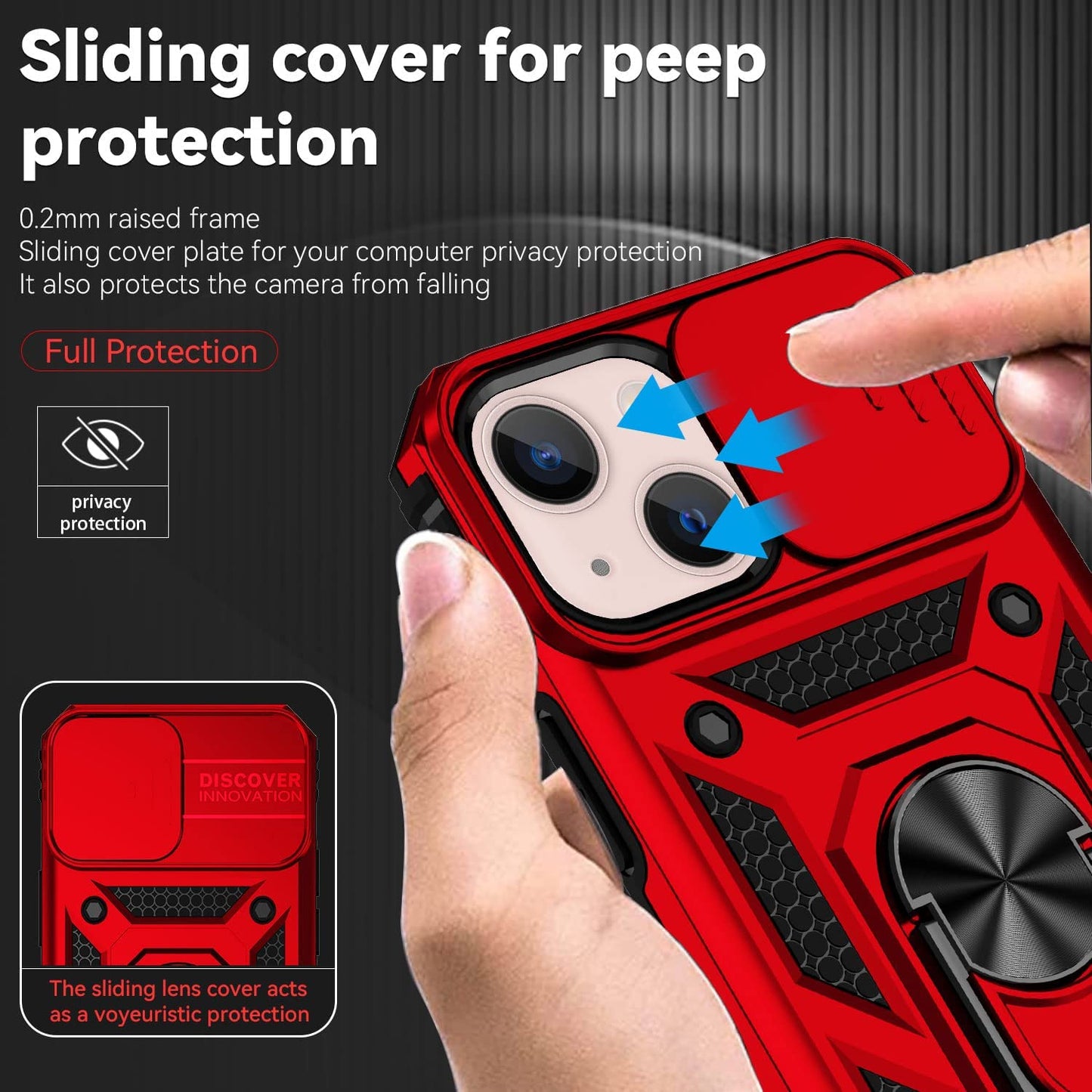 YZOK for Iphone 12 Mini Case,With Slide Camera Cover HD Screen Protector,[Camera Protection] [Magnetic Rotate Kickstand] Military Grade Shockproof Heavy Duty Protective Case for Iphone 12 Mini-Red  YZOK   