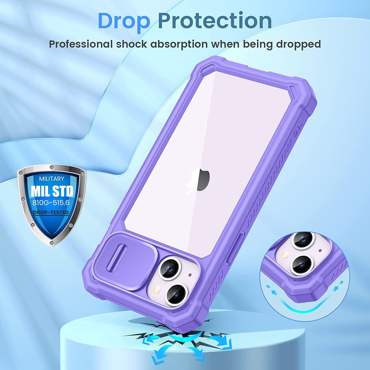 Ruky for Iphone 14 plus Case with Slide Camera Cover, Iphone 14 plus Case [Built-In Screen Protector], Full Body Case Heavy Duty Protection Shockproof Cover Girls Women for Iphone 14 plus 6.7", Purple  Ruky   