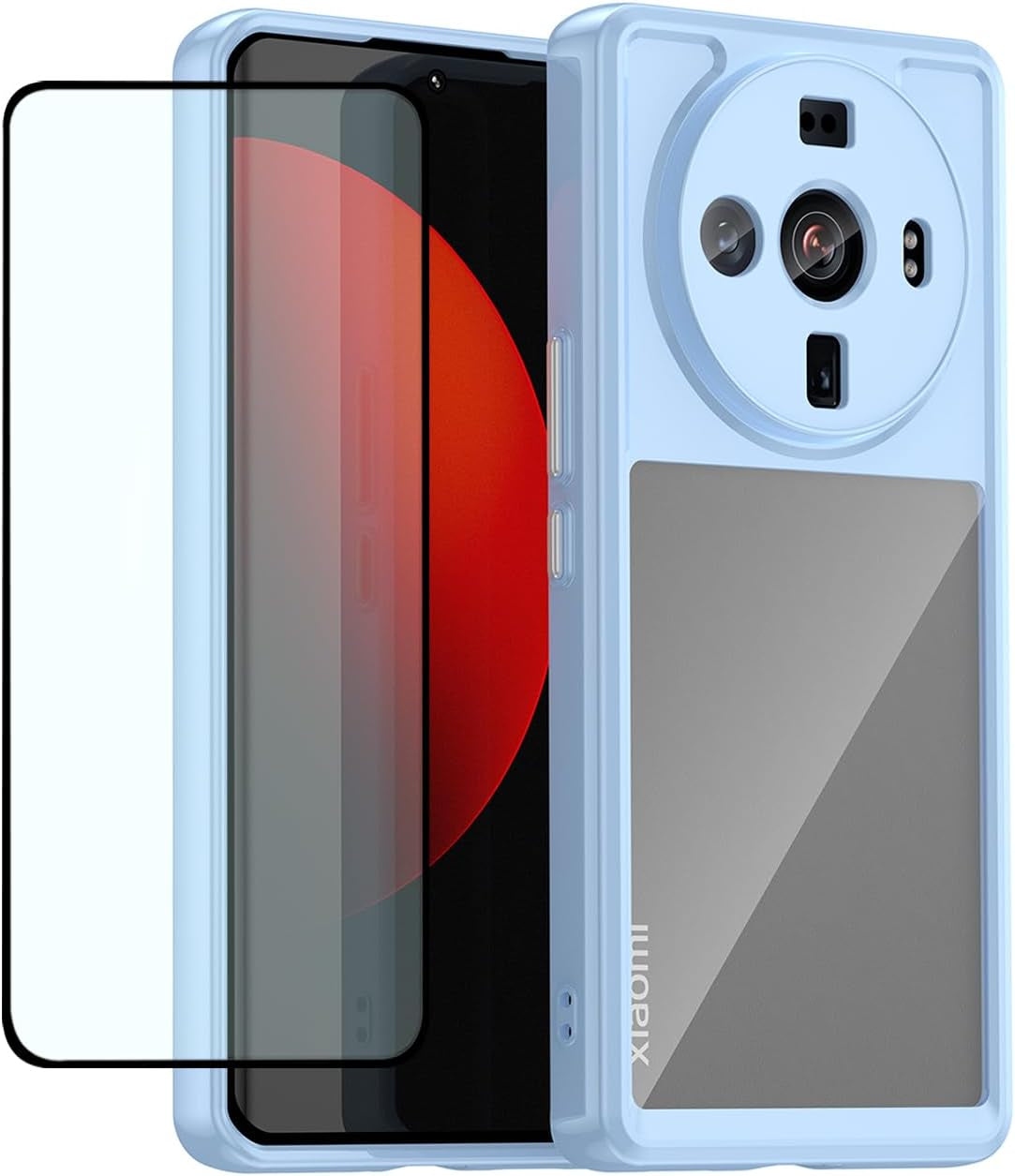 DFTCVBN Phone Case for Xiaomi 12S Ultra Case, 2203121C Case with HD Screen Protector, Soft Bumper with Clear Crystal PC Hard Back Shockproof Cover Cases for Xiaomi 12S Ultra 5G Black  DFTCVBN Blue  