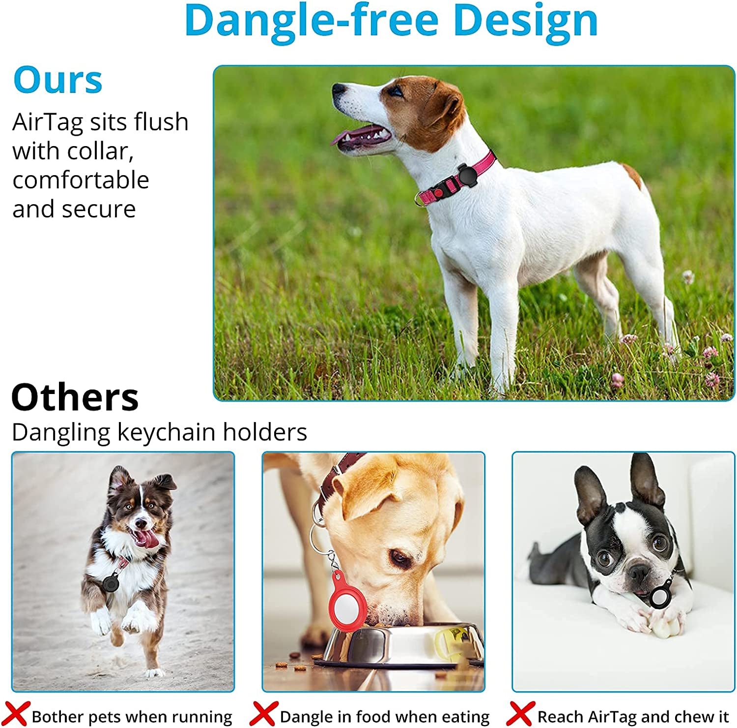 SUPMEGA Case for Airtag Dog Collar Holder, Flexible Silicone Cover with Adjustable Band Fits Pet Collars, Protective Anti-Scratch Case Compatible with Airtag 2021 - Black  SUPMEGA   