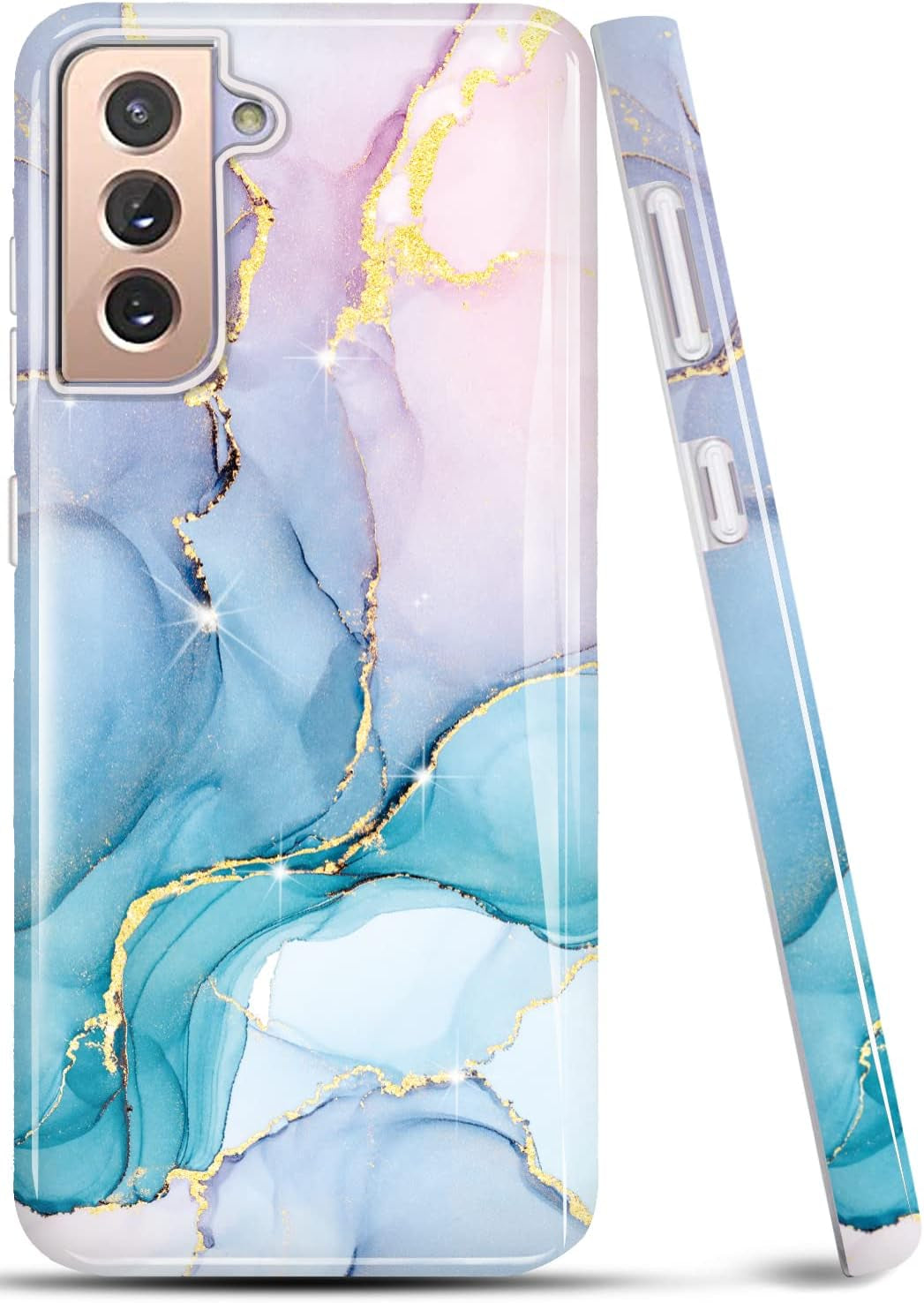 Luolnh Galaxy S22 plus Case,Samsung Galaxy S22 plus Case Marble Brilliant Cute Design Shockproof Soft Silicone Rubber TPU Bumper Cover Skin Phone Case for Samsung S22+ 5G-Abstract Mint  LUOLNH Linght Pinkgreen  