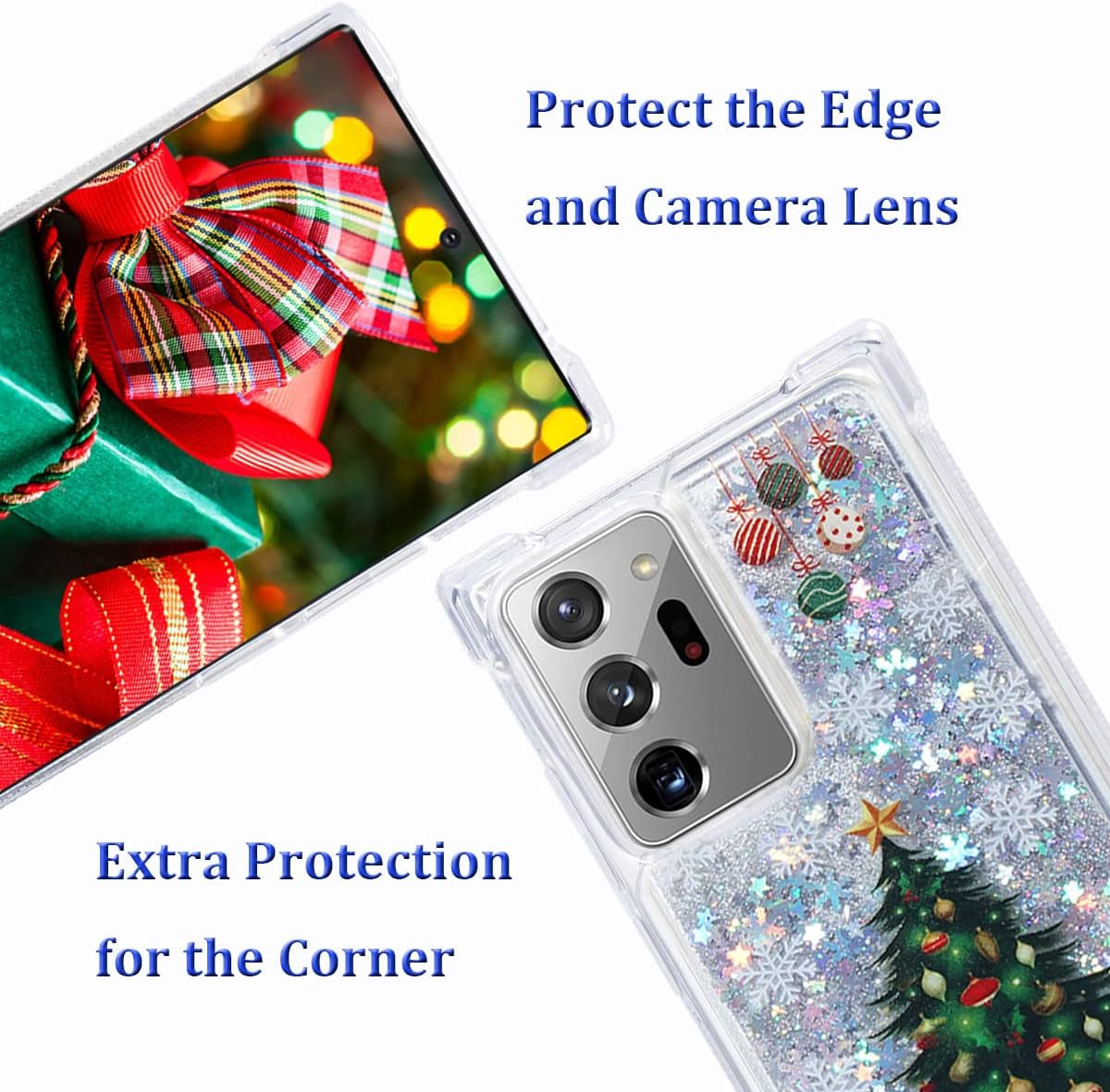 Flocute Galaxy Note 20 Ultra Case, Galaxy Note 20 Ultra Glitter Case Clear Bling Sparkle Floating Liquid Soft TPU Luxury Fashion Girly Women Cute Case for Samsung Galaxy Note 20 Ultra (Christmas Tree)  Flocute   