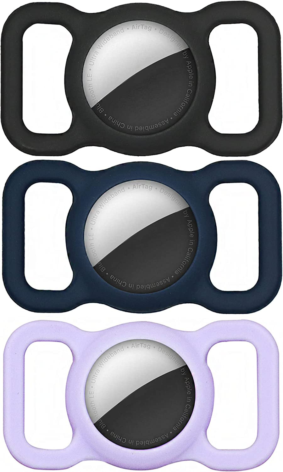 Dog Collar Holder Perfect for Apple Airtag 2 Pack - Protective Case and Airtag Holder for Pets, Backpacks - Air Tag Case (Black & Black)  Basman Black, Navy Blue & Purple 3 Pack 