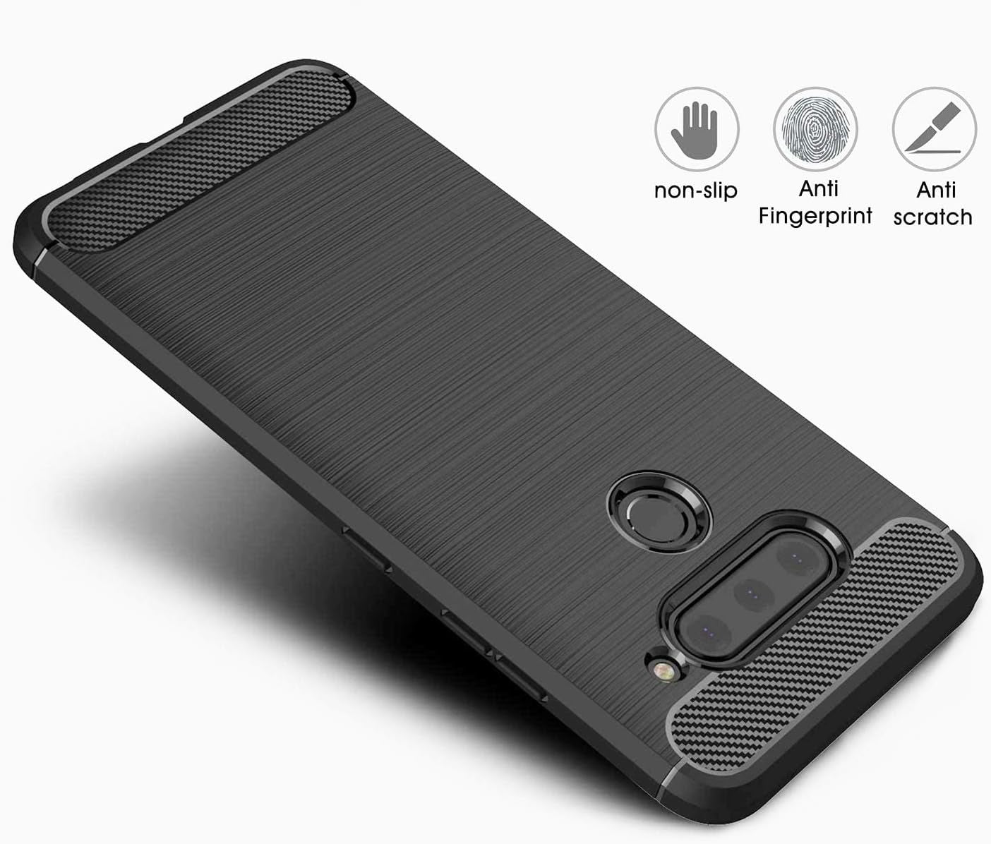 Gtelectro Brushed Carbon Fiber Texture Soft Flexible TPU Shockproof Protective Case Cover for LG V40 Thinq (Black)  GTElectro   