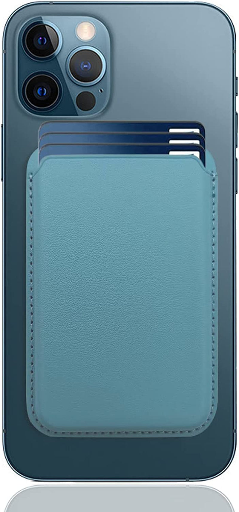 [2 Pack] Magnetic Card Holder Wallet for Iphone 14/13/12 Series with Magsafe, Leather Wallet for Iphone 14 Pro/Pro Max/Plus/14, Mag-Safe Wallet for Iphone 13 Pro/Pro Max/Mini/13/12 Series, Black Blue  iLodn LightBlue  