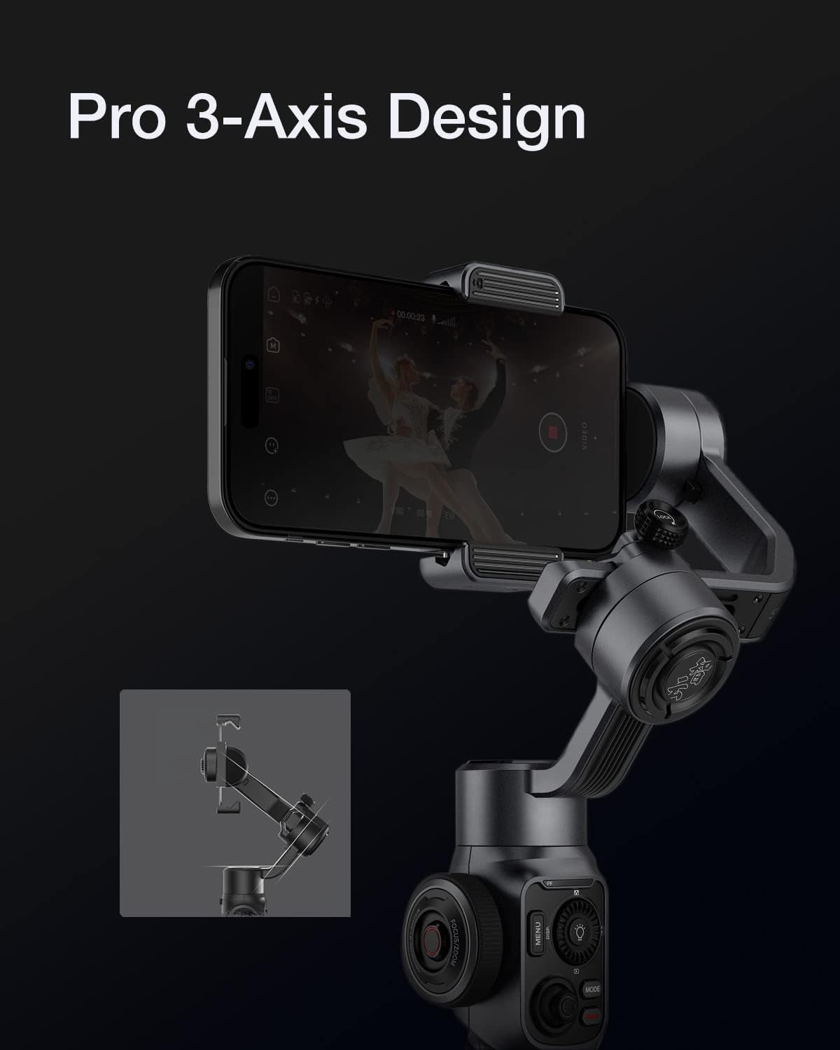 ZHIYUN Smooth 5S - 3-Axis Gimbal with Smart Follow, Gimbal Stabilizer for Iphone 14/13/12/11 Pro Max X and Android Phone, for Youtube Facebook Live Stream - Gray  ZHIYUN   