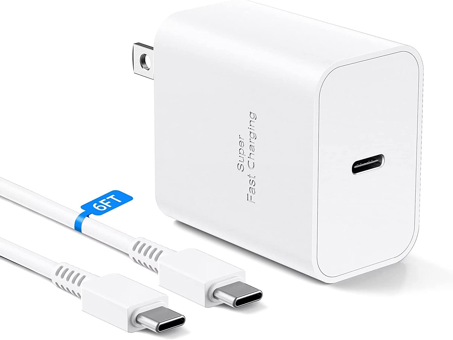 45W Super Fast Charging USB Type C Wall Charger Block for Samsung Galaxy S23 Ultra/S23/S23+/S22 Ultra/S22+/S22/Note 10/Note 20/S20/S21/S10, Galaxy Tab S7/S8 Ultra, Galaxy A, PPS Charger & 6Ft C Cable  BOVICAS White(1-Pack) 6ft 