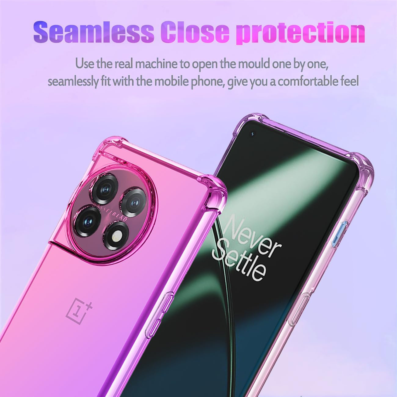 Gufuwo Case for Oneplus 11 Case, One plus 11 5G PHB110 Cute Case Girls Women, Gradient Slim anti Scratch Soft TPU Phone Cover Shockproof Protective Case for Oneplus 11 5G (Pink/Purple)  Gufuwo   