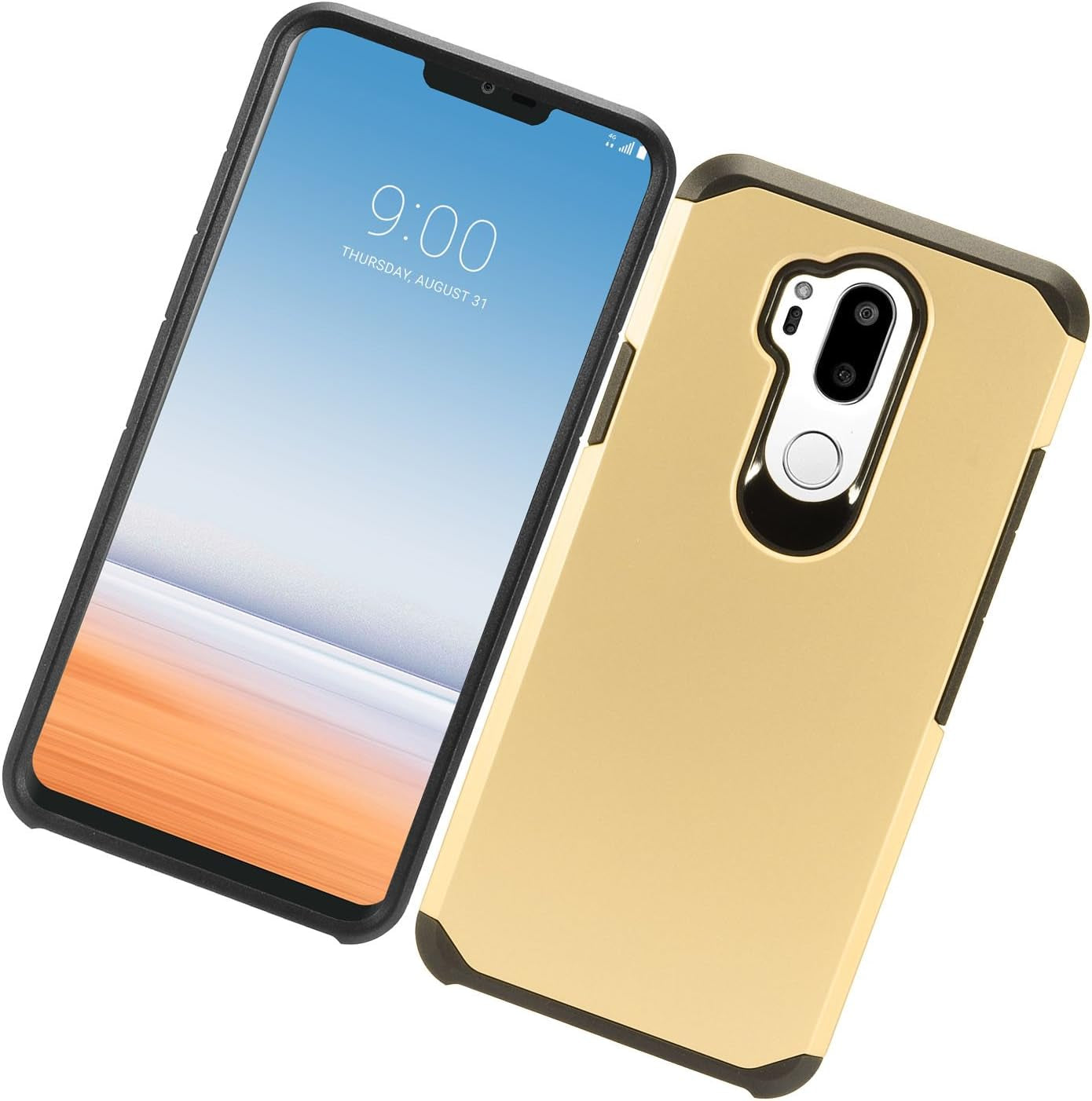 Z-GEN - for LG G7 Thinq LM-G710 - Rubberized Hybrid Hard Case - Black/Gold  Z-GEN   