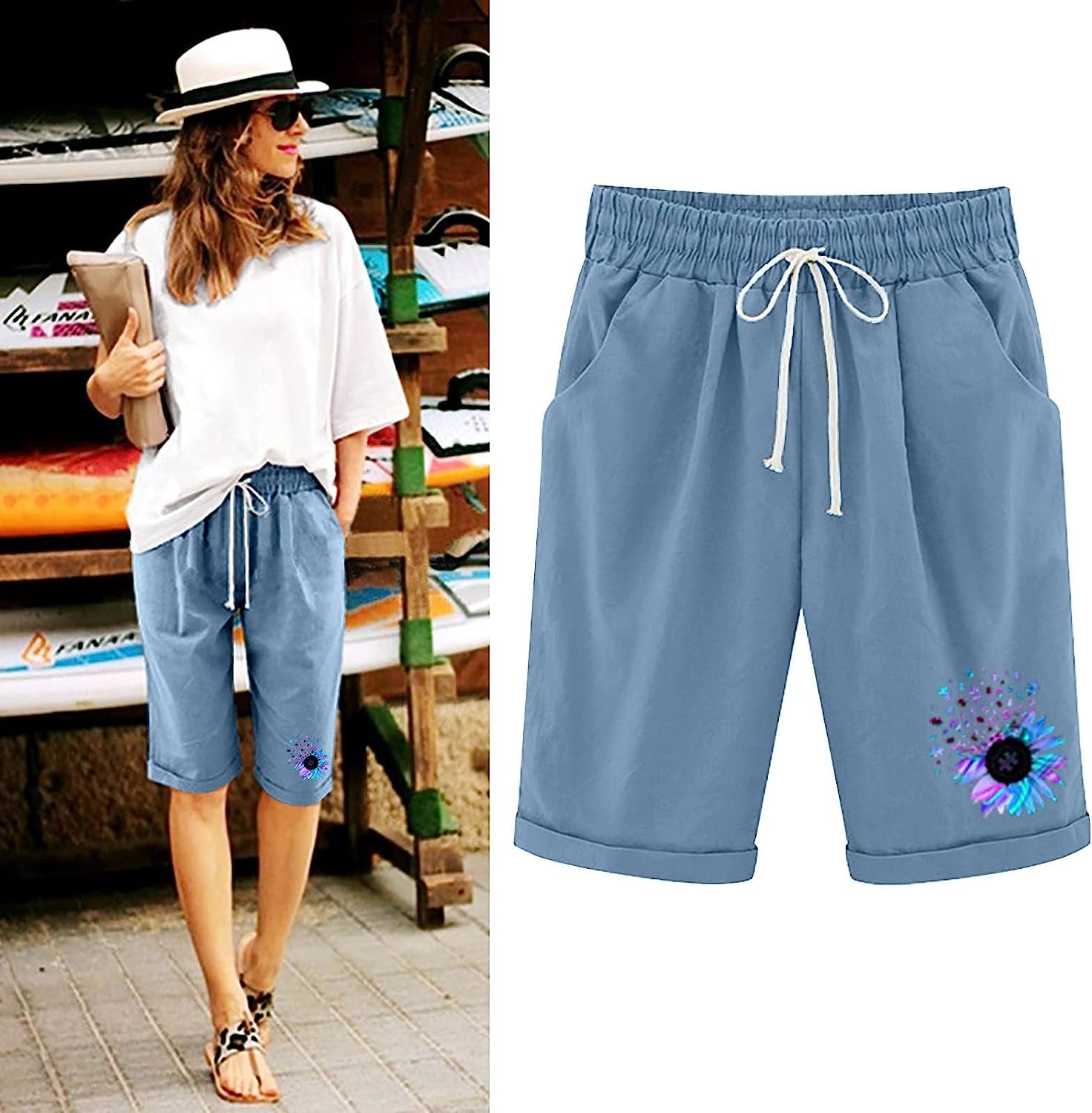 HSSDH Shorts for Women Beach, Women'S Casual Shorts Quick Dry Lightweight Summer Travel Beach Shorts for Women  HSSDH   