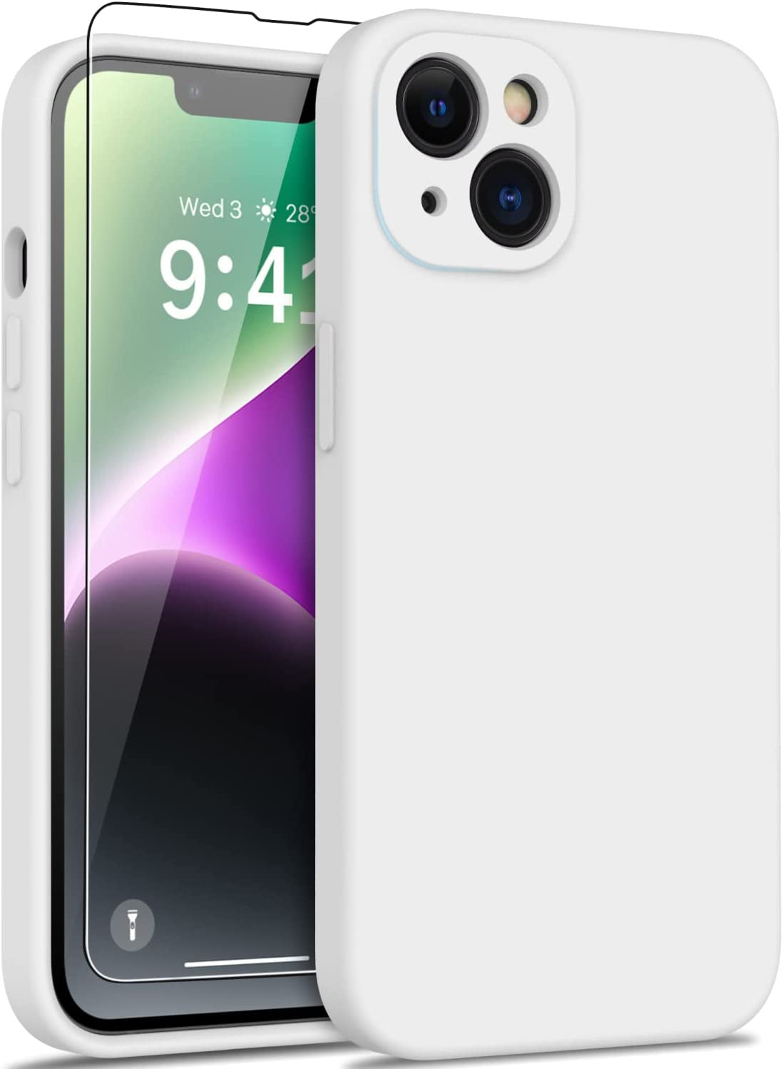 DEENAKIN Iphone 14 Case with Screen Protector,Enhanced Camera Cover,Passing 16Ft Drop Tested Soft Silicone Gel Rubber,Slim Fit Protective Phone Case for Iphone 14 6.1" Black  DEENAKIN White  