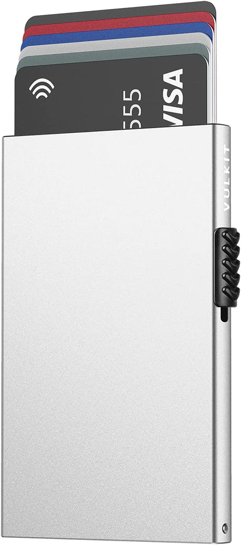 VULKIT Minimalist Credit Card Holder Pop up Cards RFID Protection Slim Metal Wallet  VULKIT Silver  