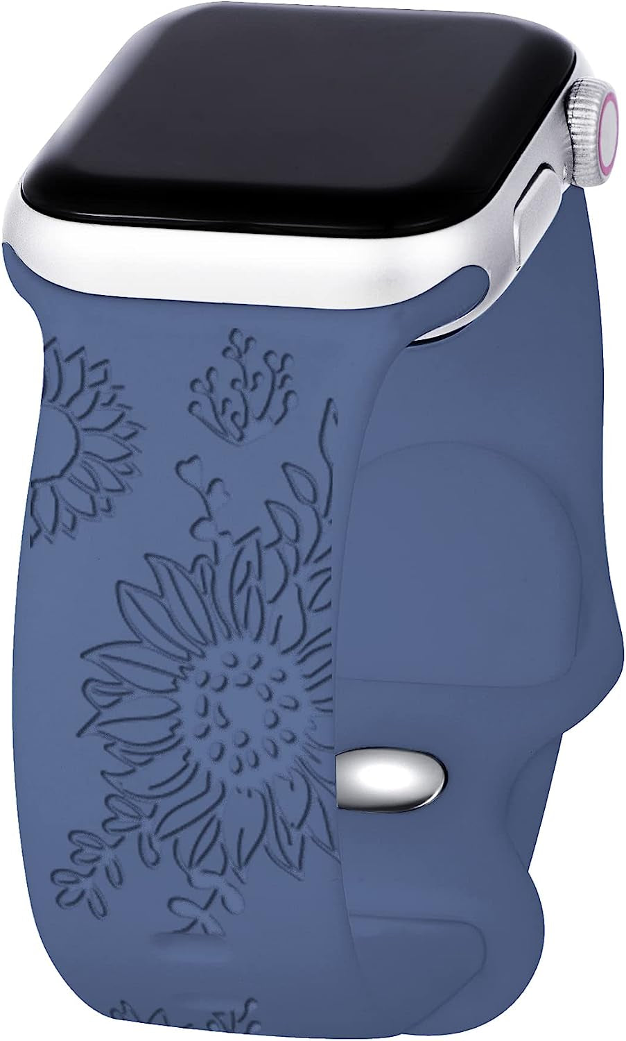 Compatible with Apple Watch Bands 38Mm 40Mm 41Mm 42Mm 44Mm 45Mm,Unique Flower Engraved Watch Band for Iwatch Series 7 6 5 4 3 2 1 SE Women Men  HZDK Blue 42mm/44mm/45mm 