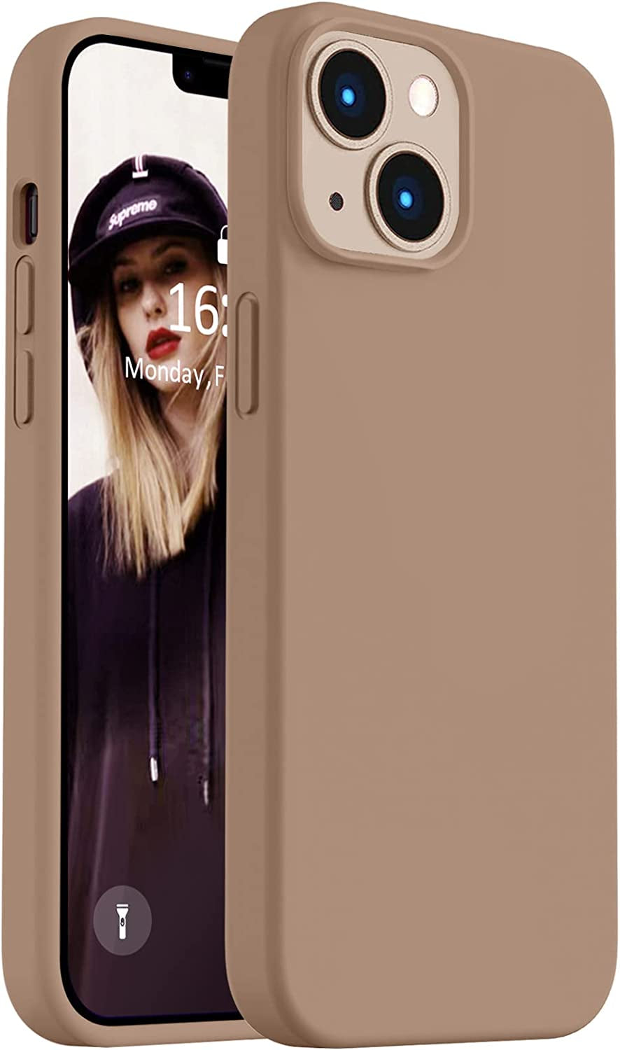 Vooii Compatible with Iphone 14 Case,[Premium Liquid Silicone Full Body Protective] [Soft Microfiber Lining] Anti-Scratch Shockproof Protective Case for Iphone 14 - Deep Purple  Vooii Light Brown  