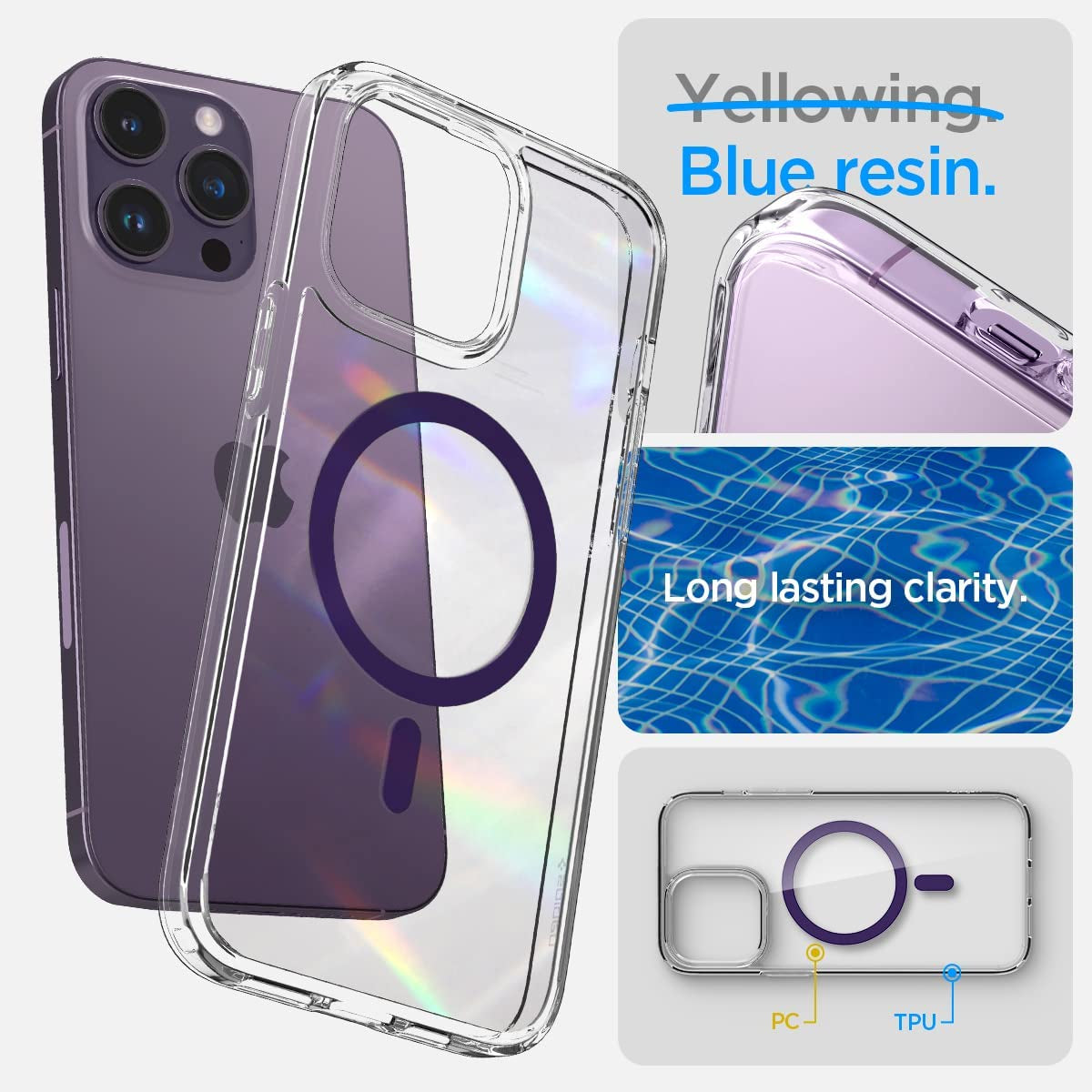 Spigen Ultra Hybrid (Magfit) [Anti-Yellowing Technology] Designed for Iphone 14 Pro Max Case (2022) - Deep Purple  Spigen   