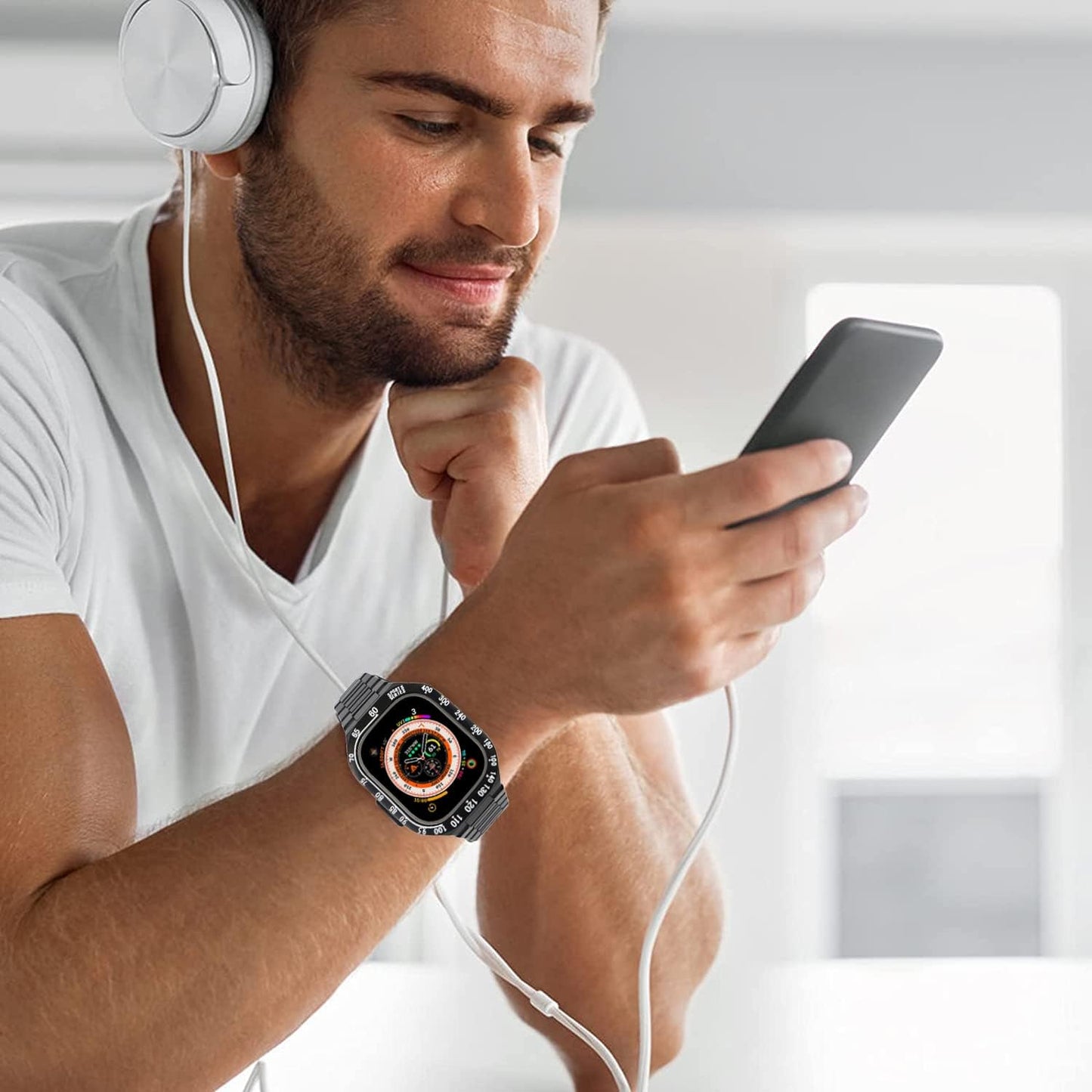 GARTOO Stainless Steel Bands Metal Bezel for Apple Watch Ultra 49Mm, Luxury Stainless Steel Replacement Strap with Tool Iwatch Ultra 49Mm for Men  GARTOO   