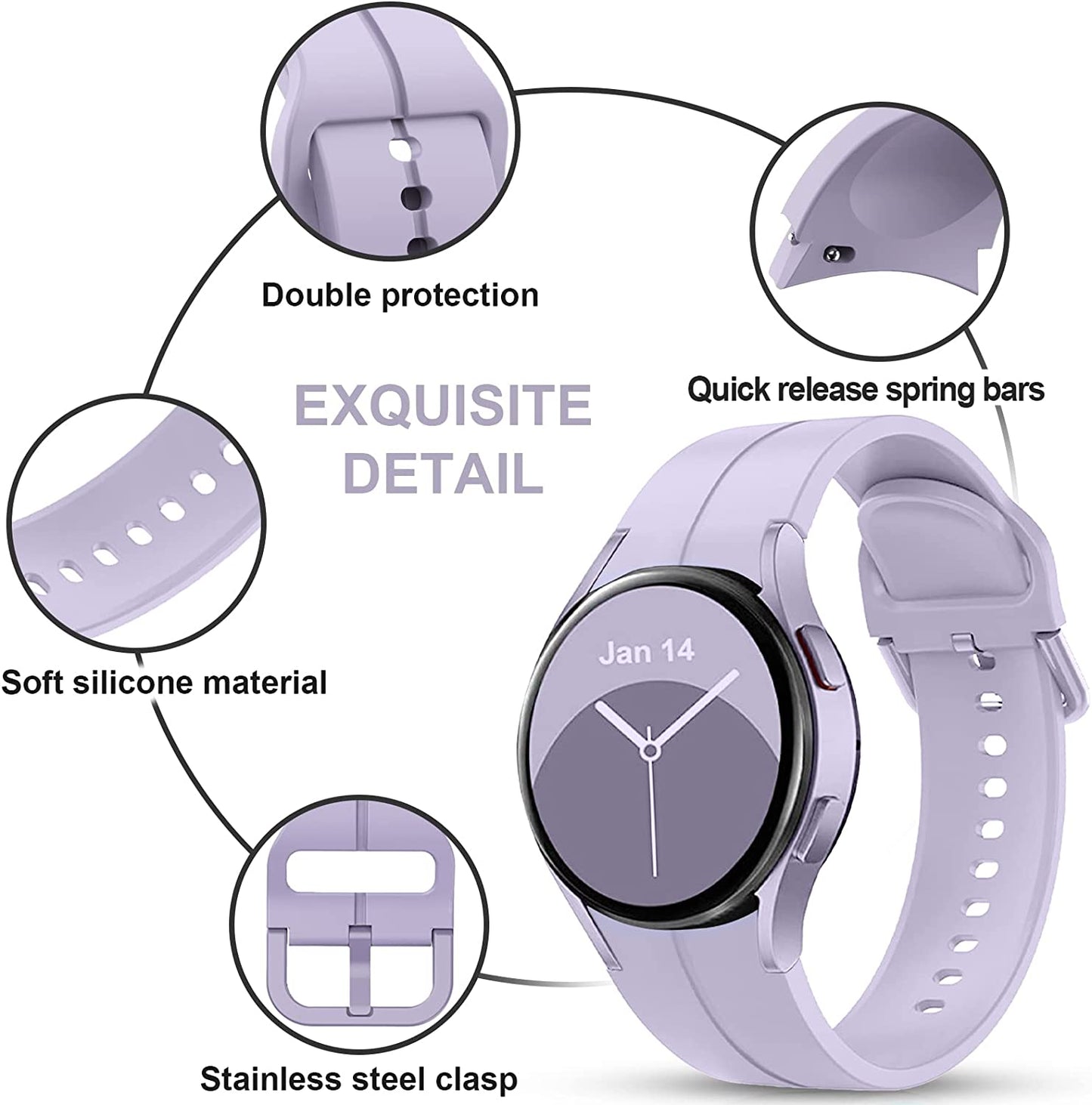 8 PACK Compatible for Samsung Galaxy Watch 5 Pro 45Mm/Galaxy Watch 5 40Mm 44Mm Band, No Gap Silicone Replacment Strap with Colorful Buckle  kitway   