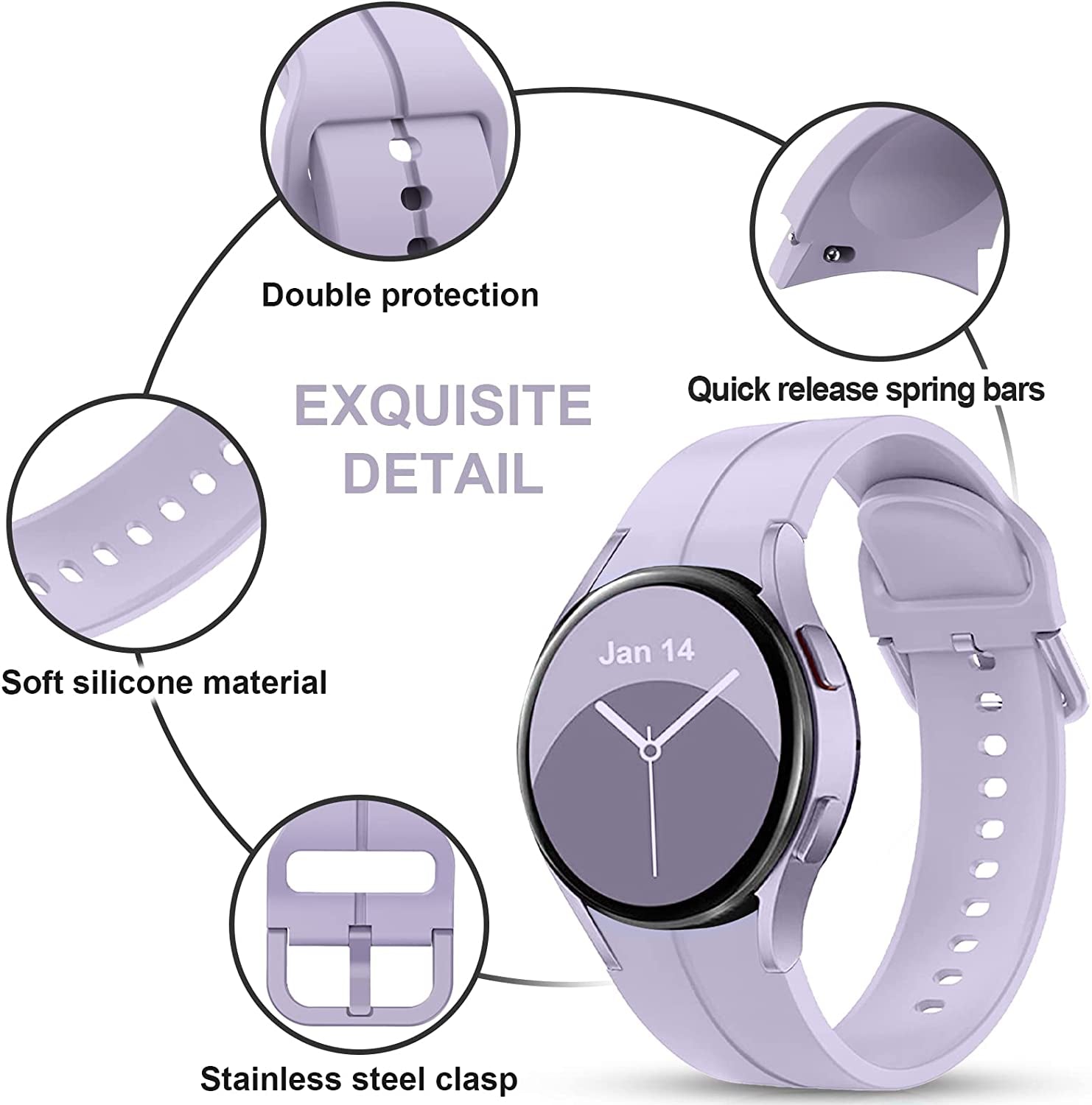 8 PACK Compatible for Samsung Galaxy Watch 5 Pro 45Mm/Galaxy Watch 5 40Mm 44Mm Band, No Gap Silicone Replacment Strap with Colorful Buckle  kitway   