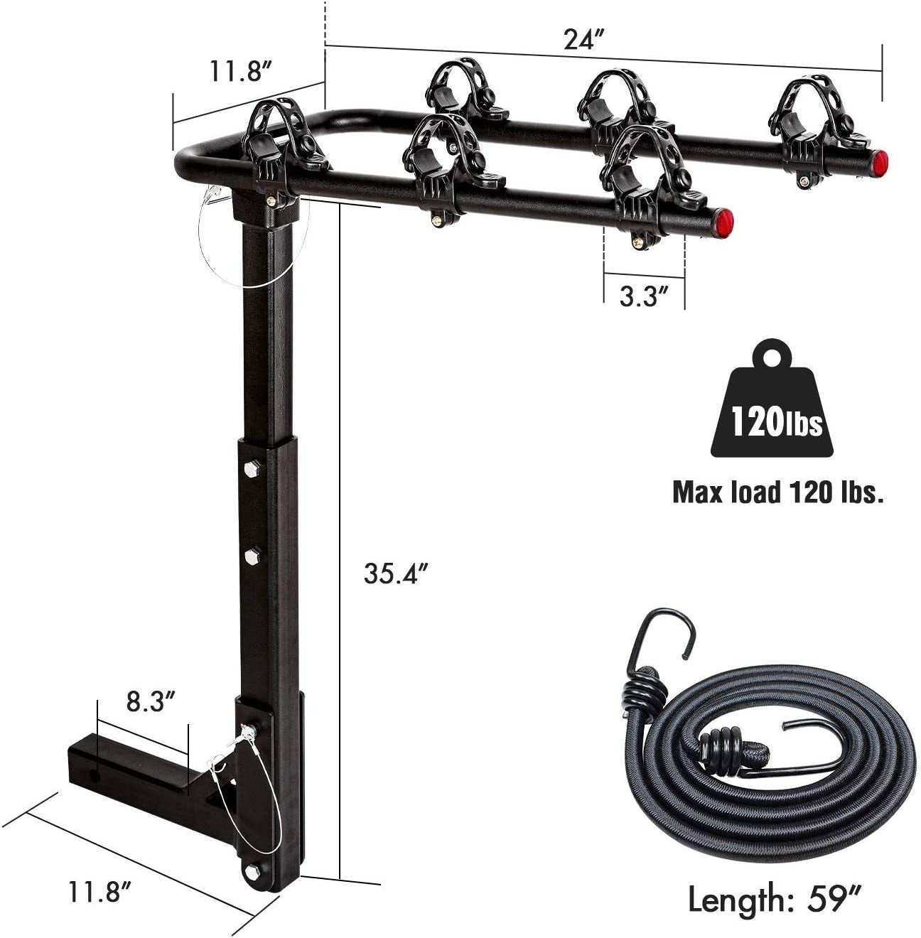 AA Products 3 Bike Rack Platform Hitch Mount Rack Foldable Bicycle Rack for Cars, Trucks, Suv'S and Minivans, Fits 2'' Hitch Receiver  AA Products Inc.   