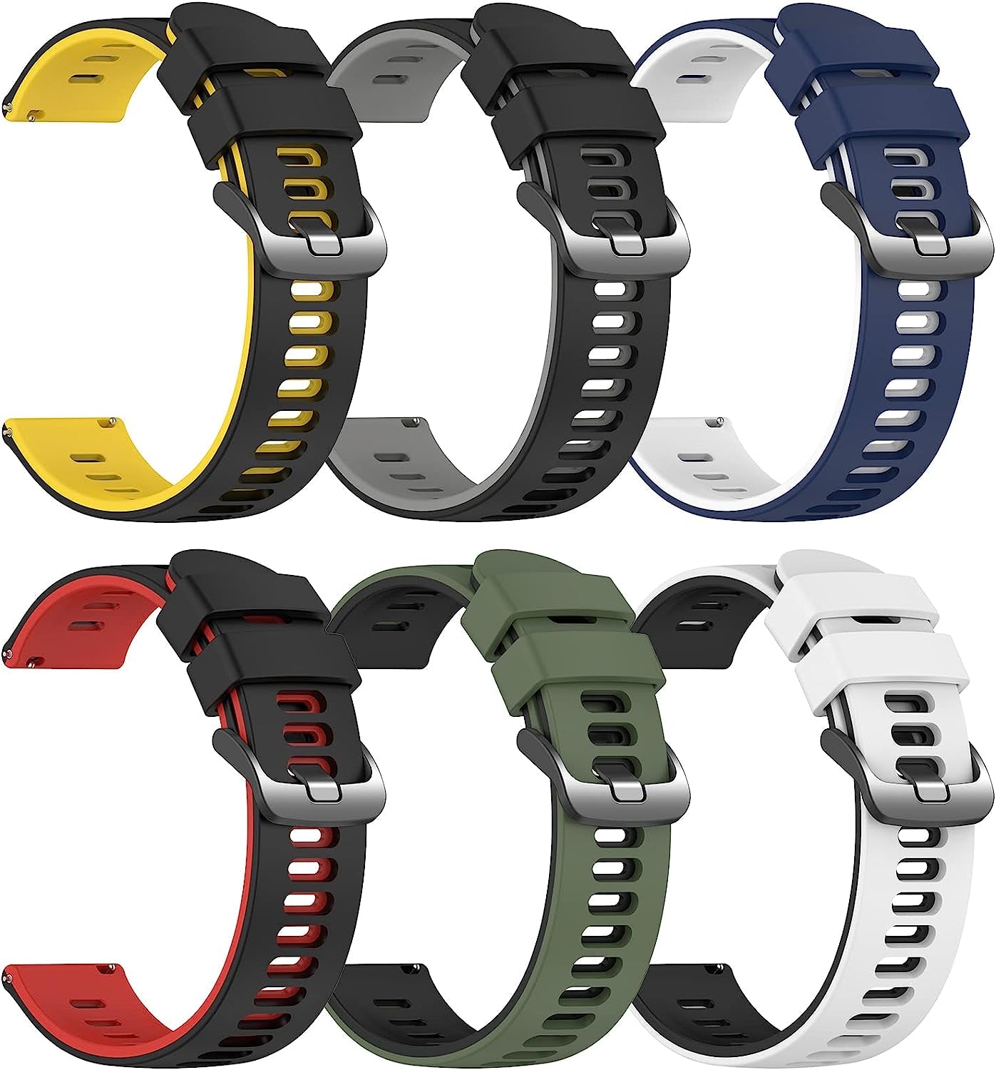 22Mm Galaxy Watch 3 45Mm Band,Soft Silicone Galaxy Watch 46Mm Bands Compatible for Samsung Gear S3 Frontier & Classic/Garmin Venu 2/Forerunner 255/ Forerunner 745/Vivoactive 4 Wristband for Men Women  EZMVZKU Black Gray/Black Red/Black Yellow/Army Green Black/Blue White/White Black 22mm 