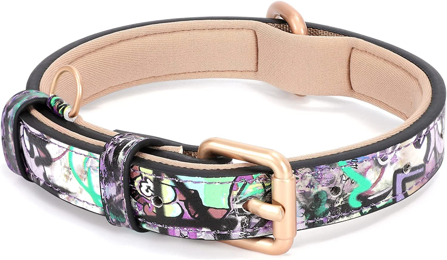 WHIPPY Airtag Leather Dog Collar GPS Tracker Air Tag Puppy Collar Adjustable Soft Leather Padded Dog Collar with Airtag Holder Case for Small Medium Large Dog Pet Backpack,Pink,M  WHIPPY G-Halloween purple XS:Neck 9"-13",Width 0.6" 