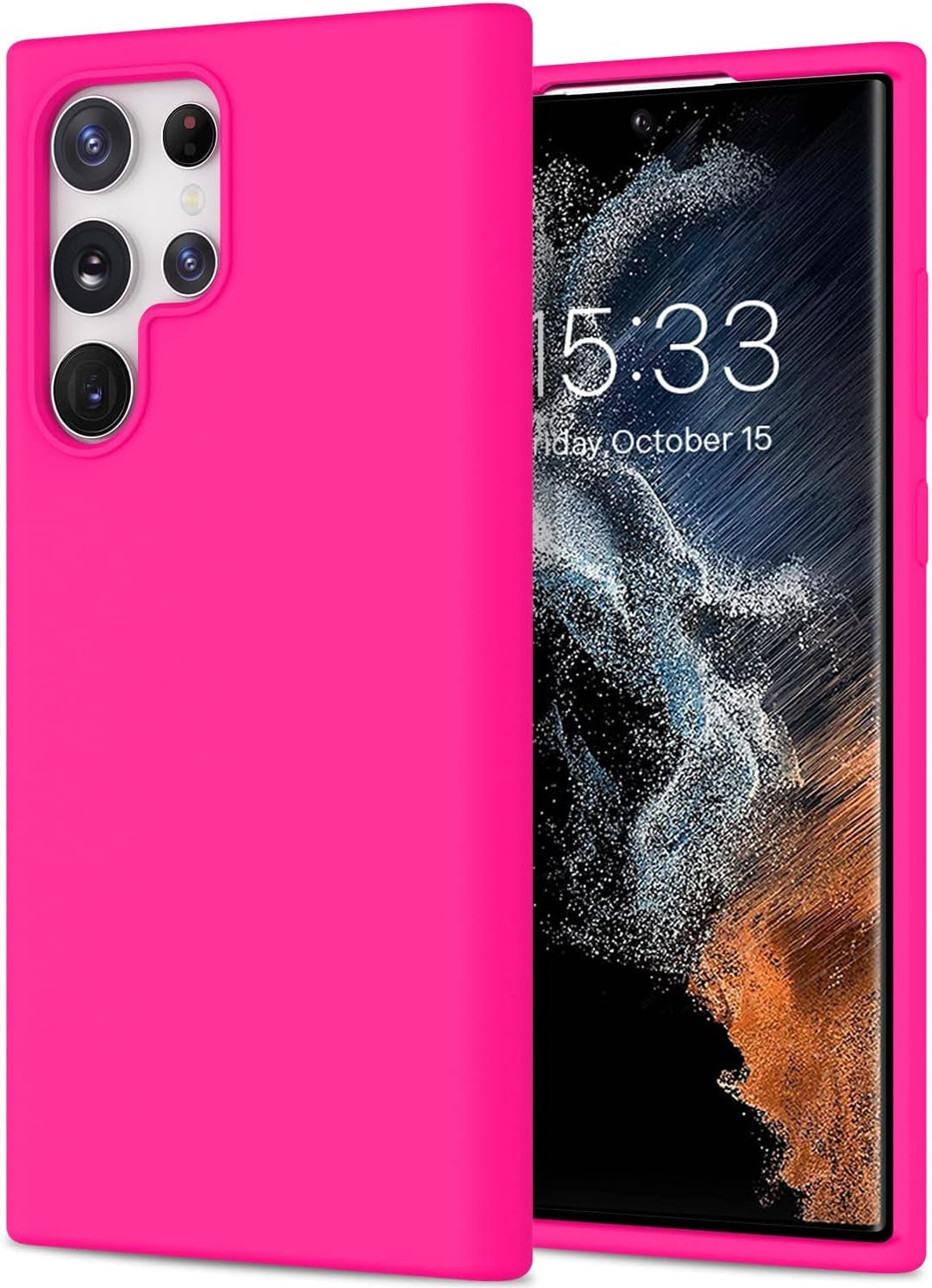 DEENAKIN for Samsung Galaxy S22 Ultra Case Silicone,Silky Smooth Flexible Gel Rubber Bumper Cover with Soft Microfiber Lining Slim Fit Protective Phone Case for Samsung Galaxy S22 Ultra Bright Yellow  DEENAKIN Hot Pink Samsung Galaxy S22 Ultra 