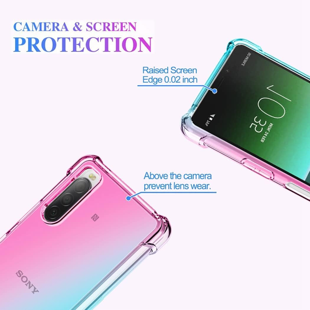 Ueokeird for Xperia 10 IV 5G Case, Sony 10 IV Case, Clear Cute Gradient Phone Case Slim anti Scratch Flexible TPU Cover Shockproof Protective Case for Sony Xperia 10 IV (Pink/Green)  Ueokeird   