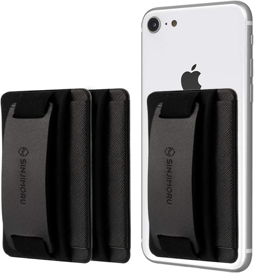 3 in 1 Magnetic Card Holder, Sinjimoru Magnetic Wallet for Magsafe as Cell Phone Wallet Stick on with Phone Grip Holder & Mobile Phone Kickstand Iphone 12 13 & Iphone 14 Series. M-Bgrip Black  Sinjimoru Co.Ltd Black [3Pack] Adhesive Wallet 