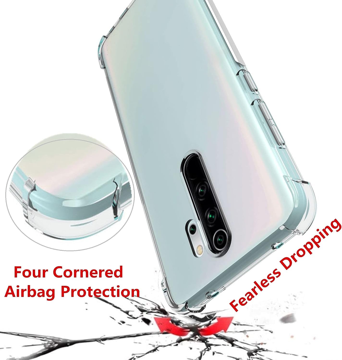 HUANGTAOLI Case Compatible with Xiaomi Redmi Note 8 Pro, Slim Soft TPU Shockproof Transparent Crystal Clear Phone Case Cover with Corner Bumper  HUANGTAOLI   